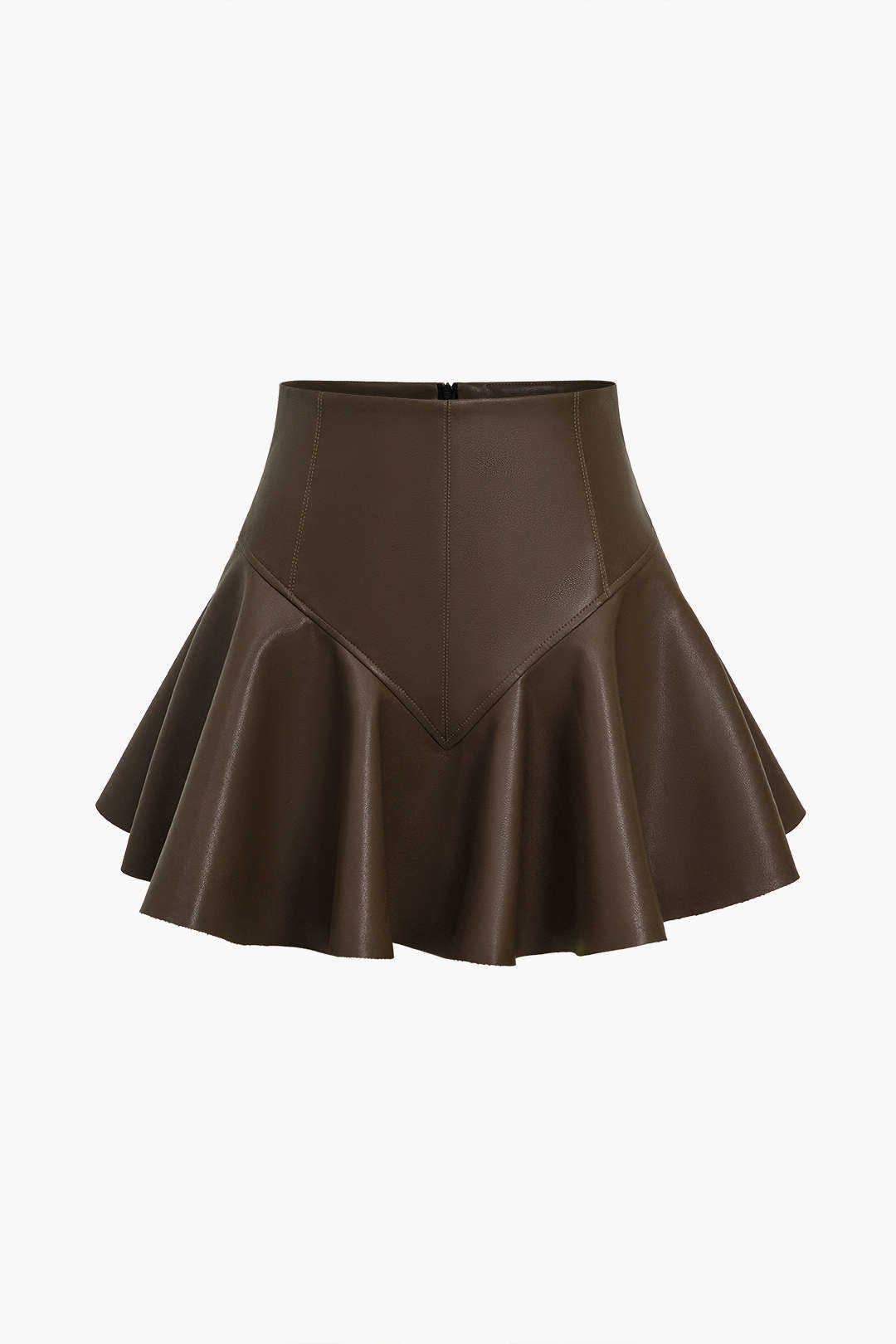 Basic Deri Pileli Mini Etek