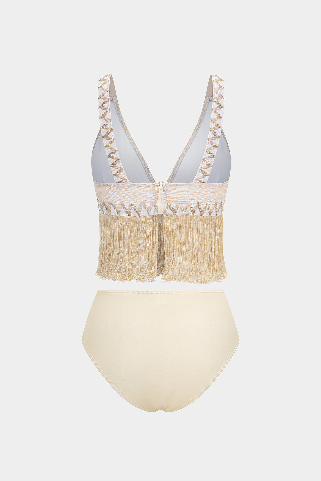 Desenli Tüy Detaylı İki Parça Bikini Takımı