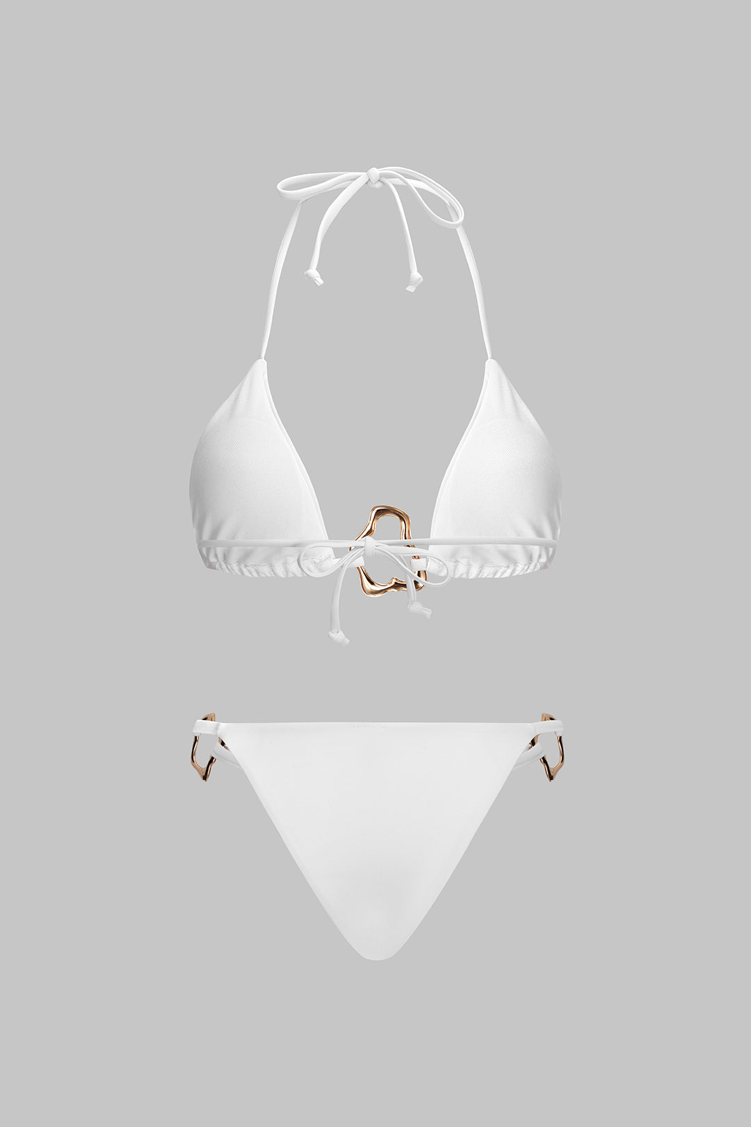 Metalik Dekorlu Büzgülü Bağlamalı Bikini Takımı