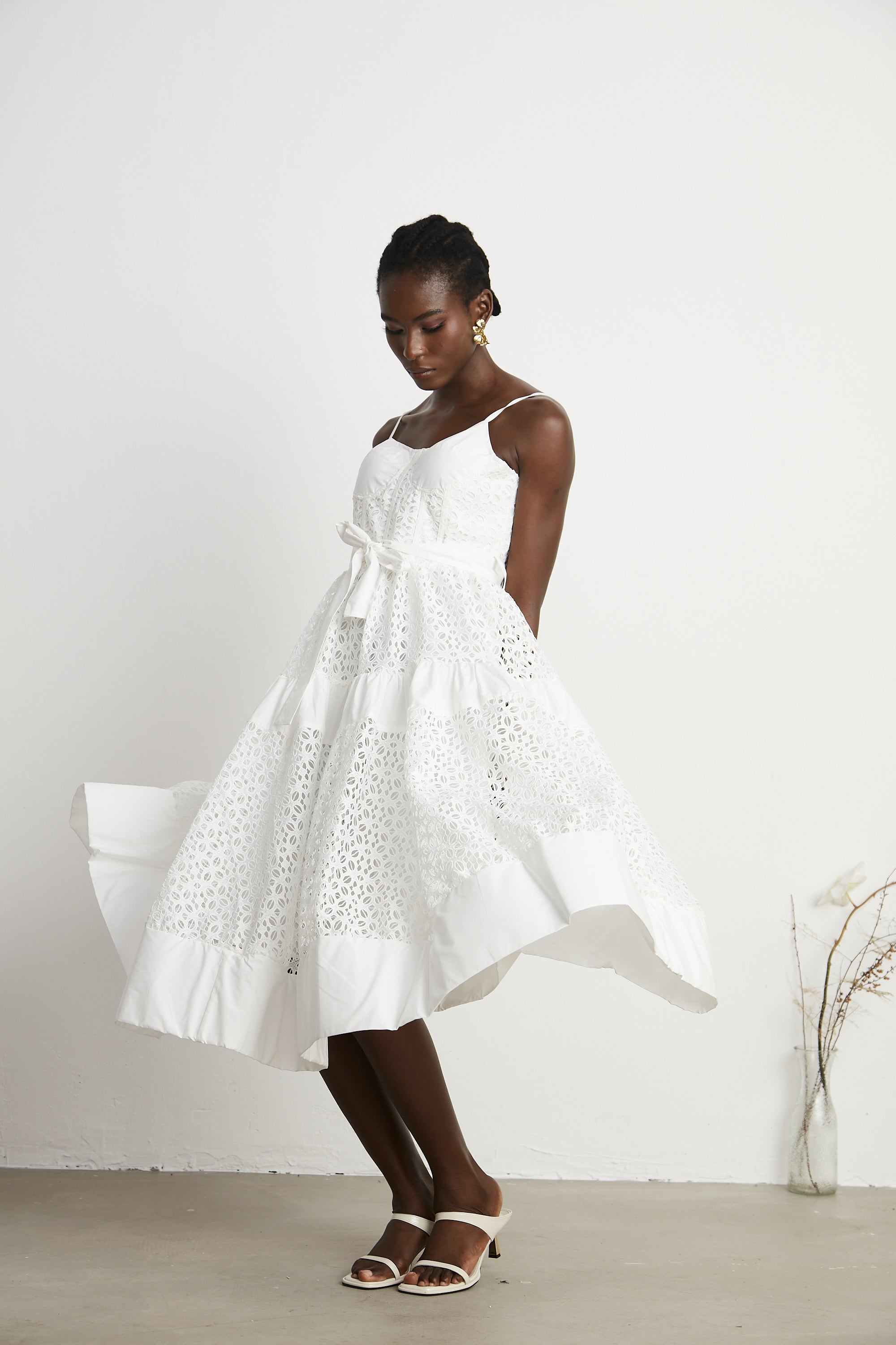 Catriona kuşak midi elbise