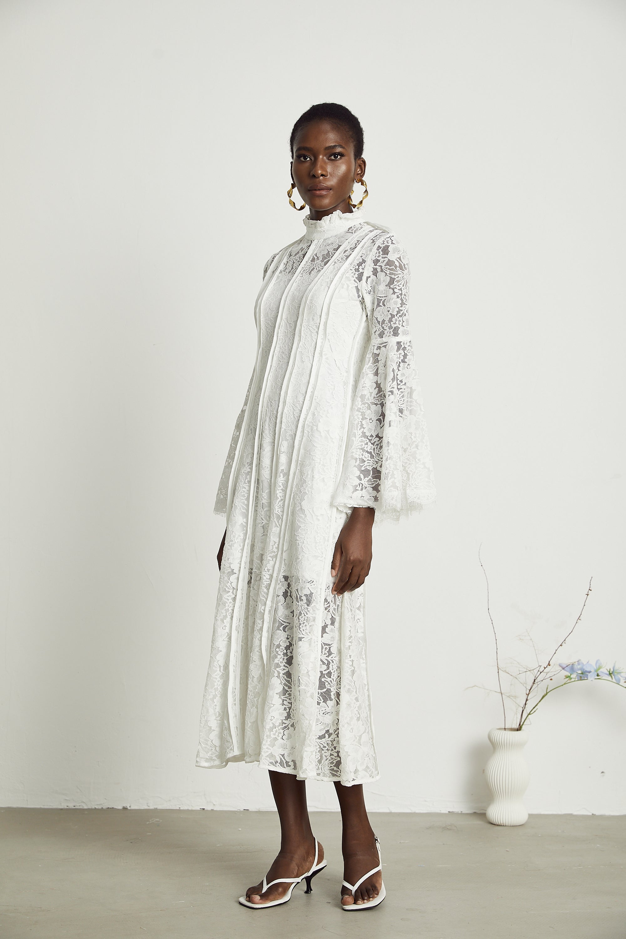 Céline dantel maksi elbise