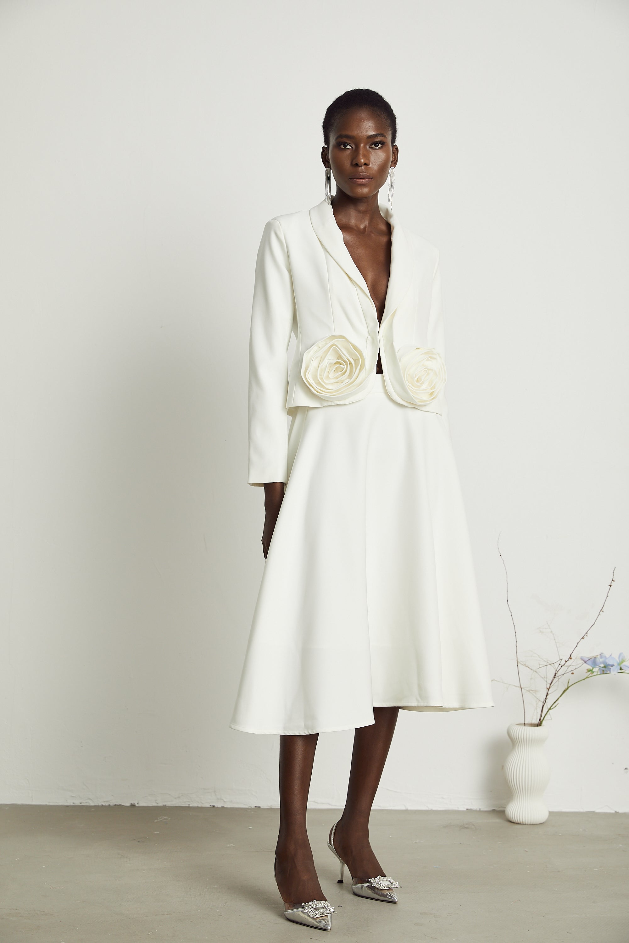 Çiçekli Ceket ve Etek Takım