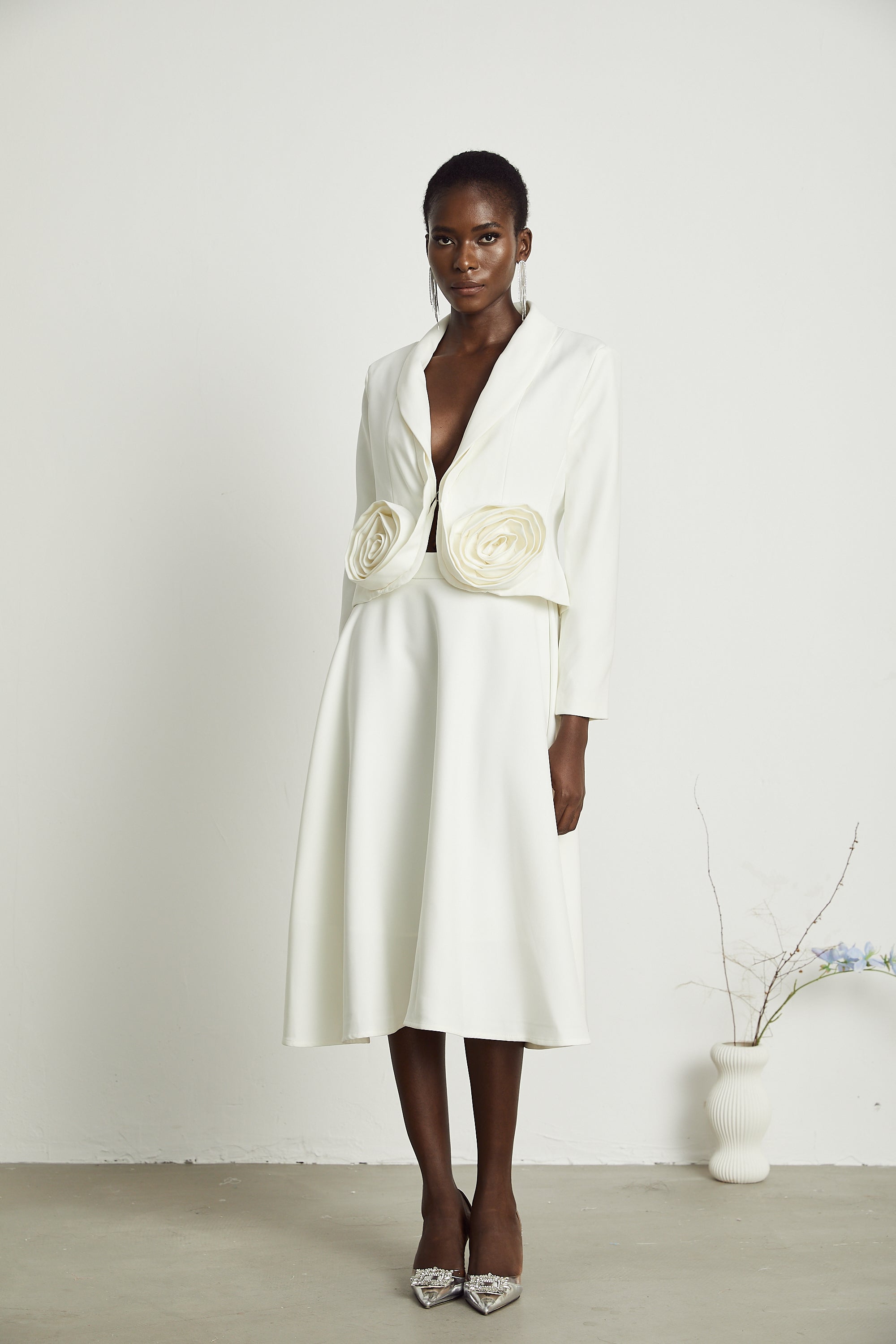 Çiçekli Ceket ve Etek Takım