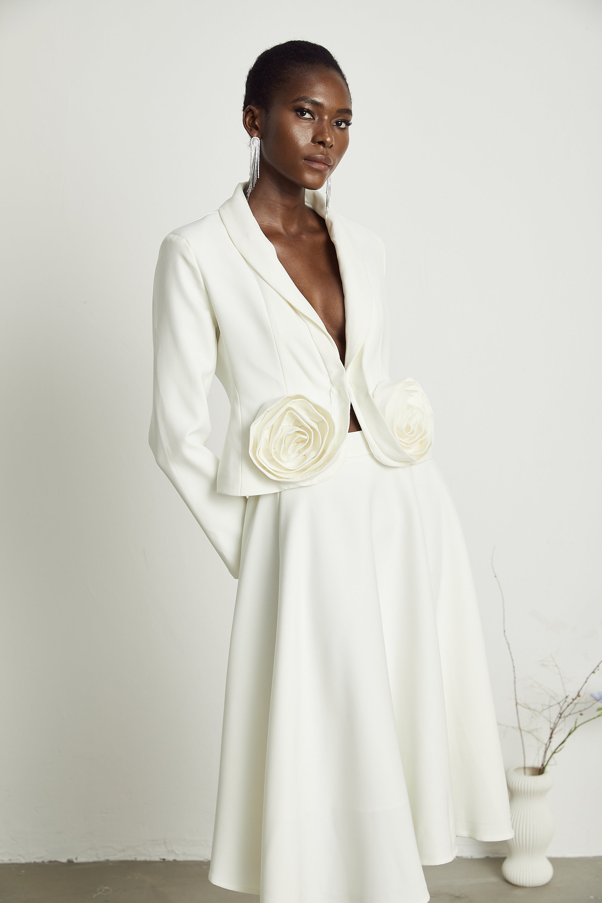 Çiçekli Ceket ve Etek Takım