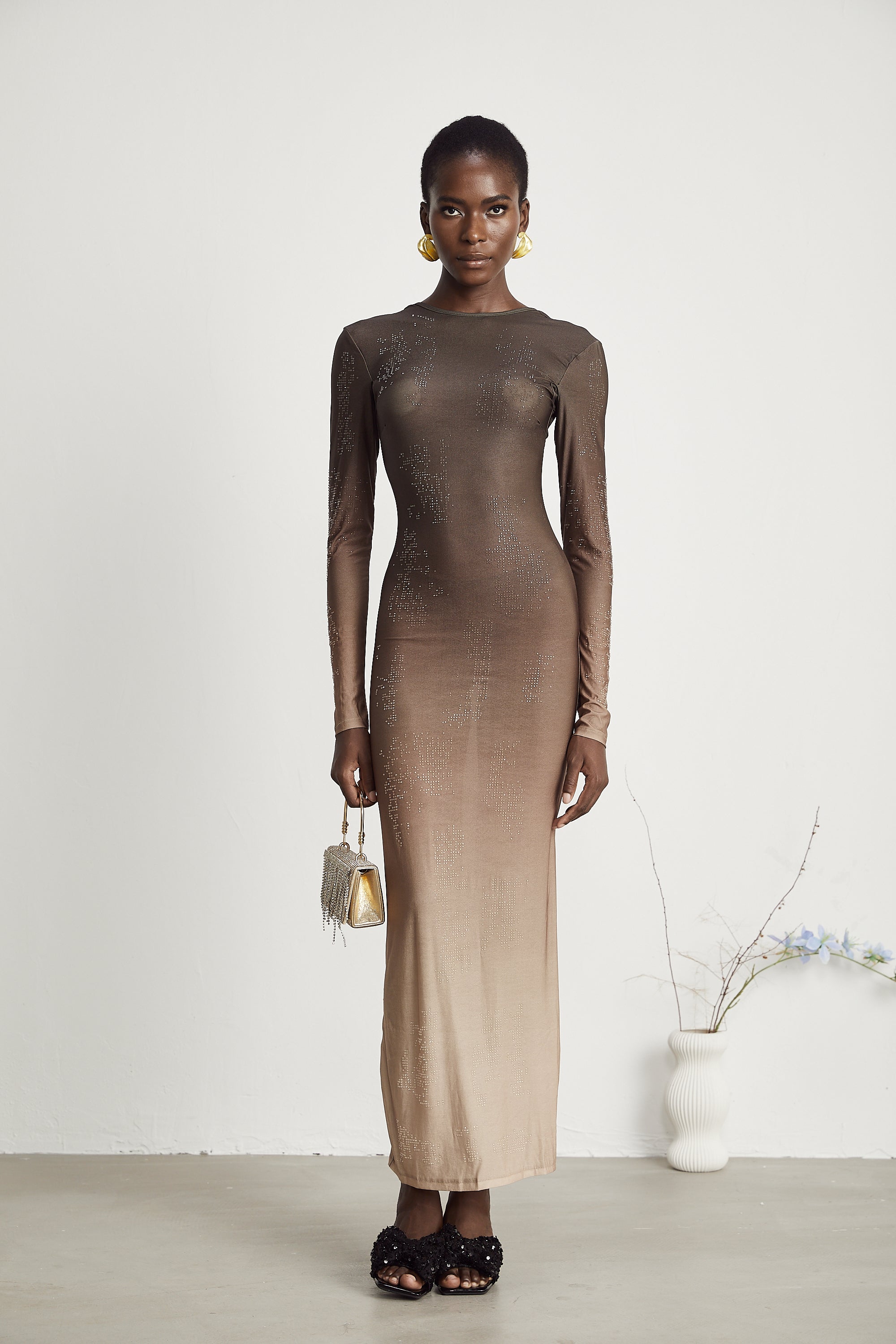 Capucine kristal maksi elbise