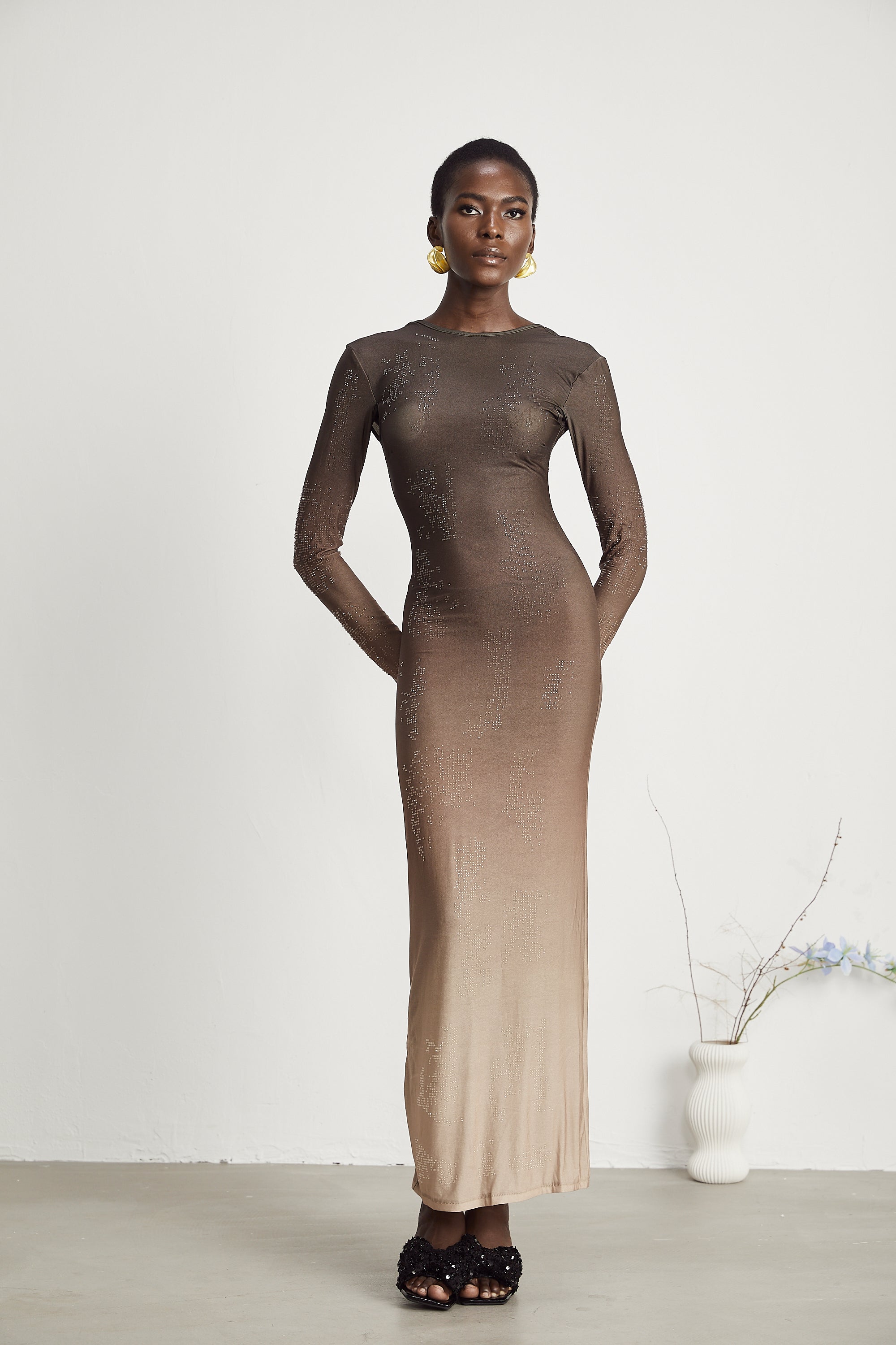 Capucine kristal maksi elbise