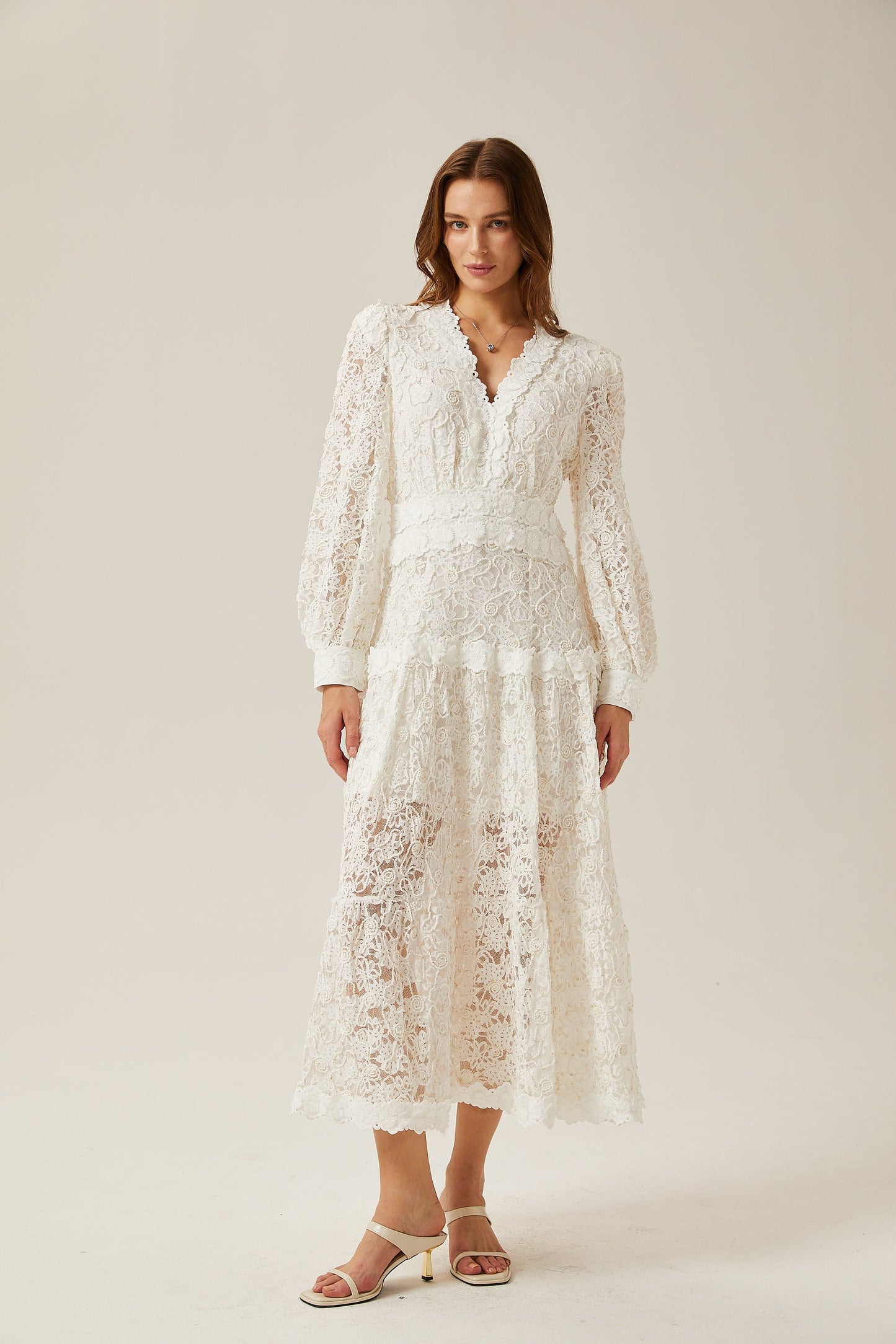 Sophie dantel midi elbise