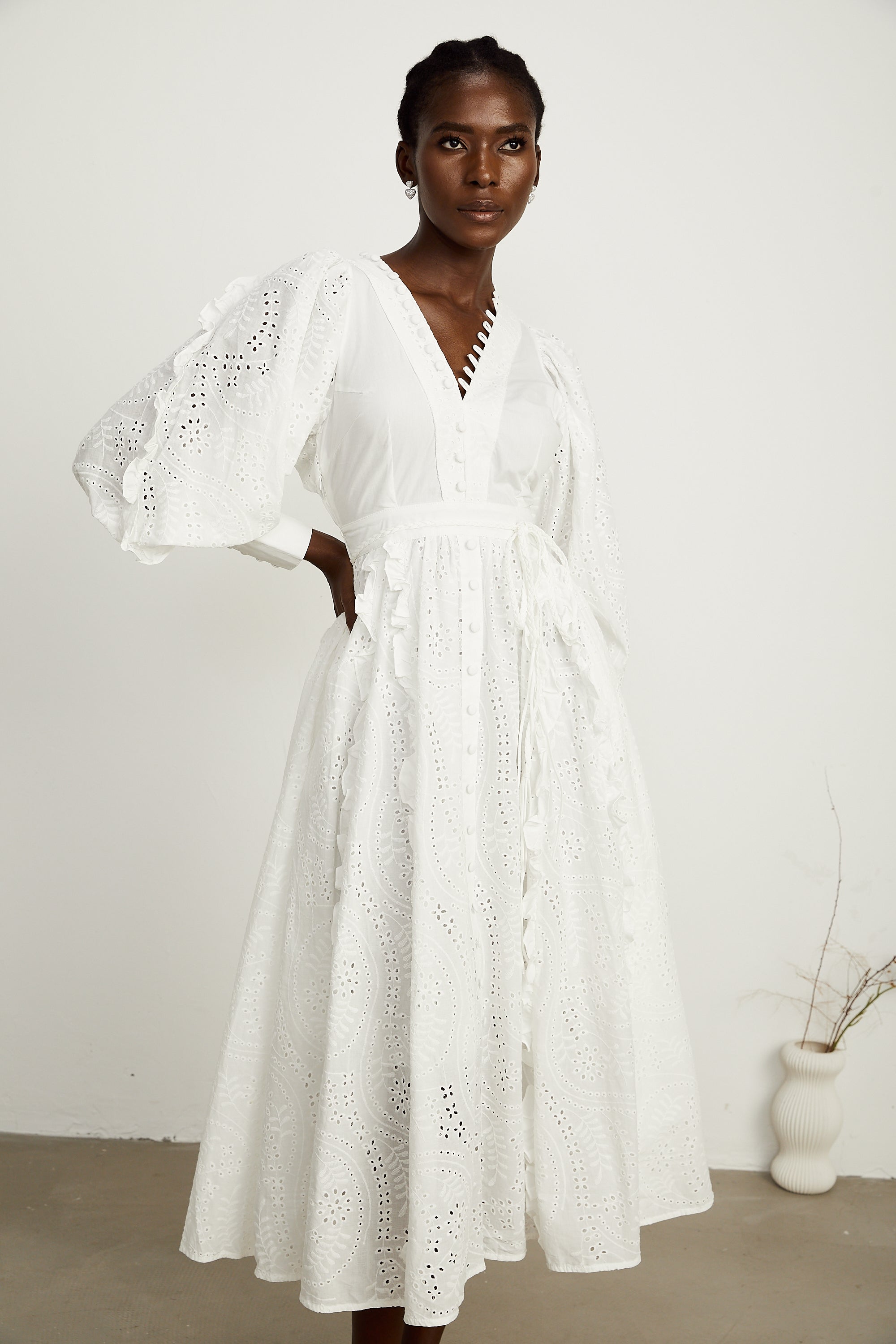 Caroline çiçek midi elbise