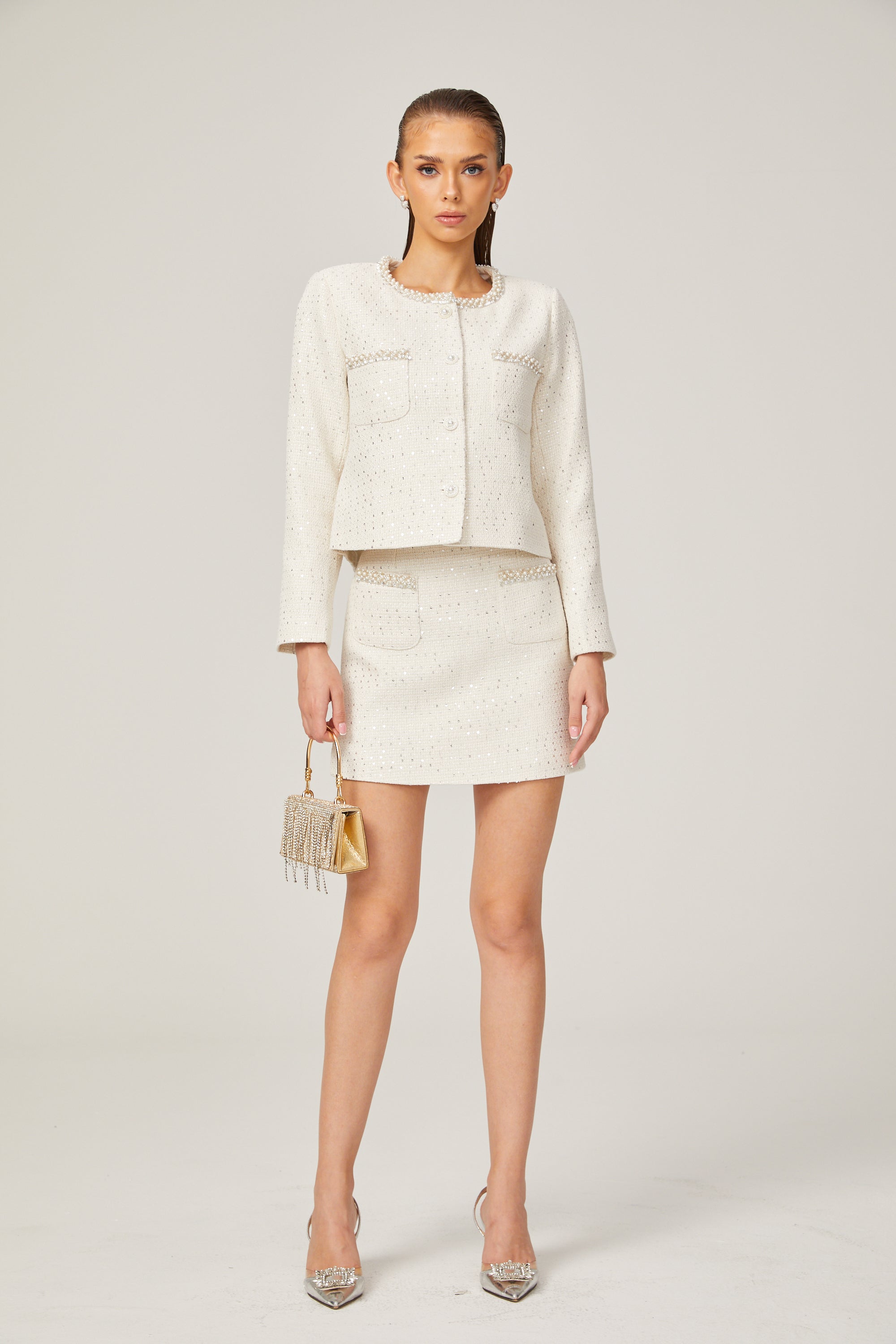 Capucine payet ceket ve etek takım