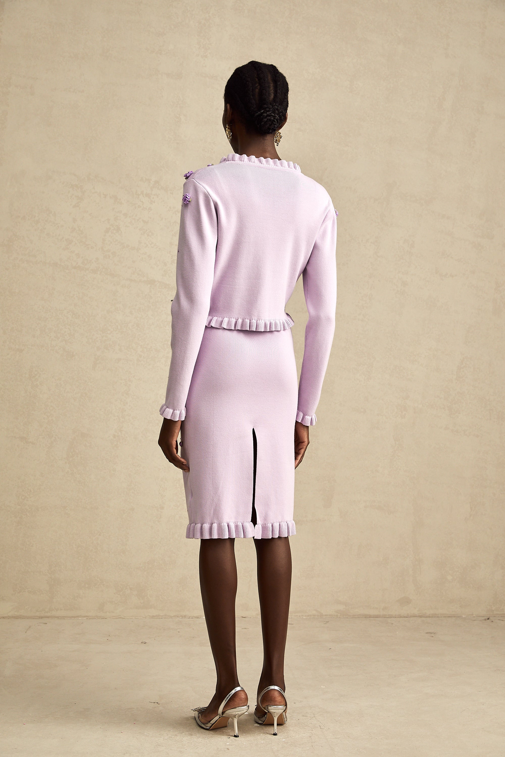 Çiçekli Örme Hırka ve Elbise Takım