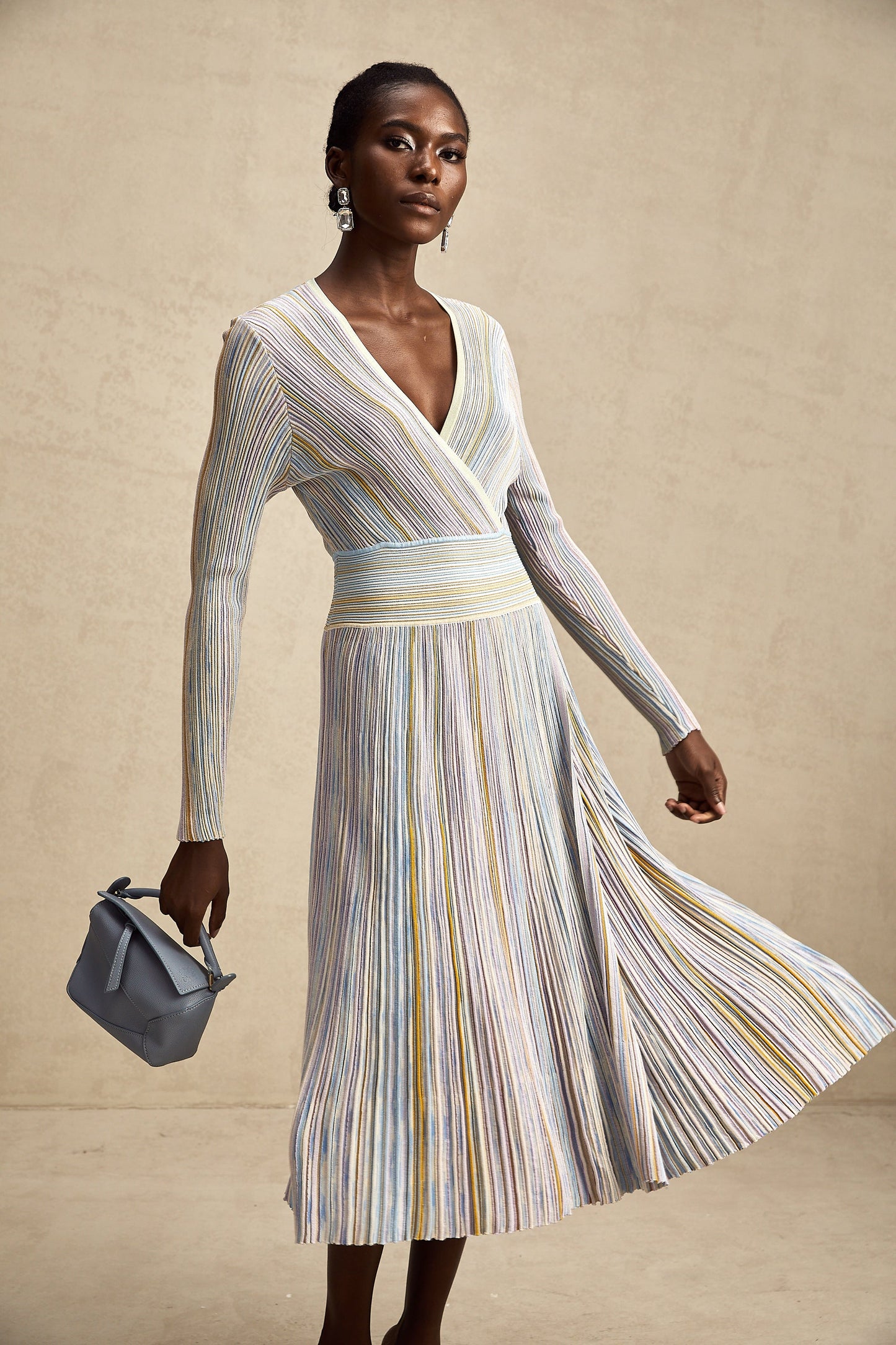 Amelie örme midi elbise