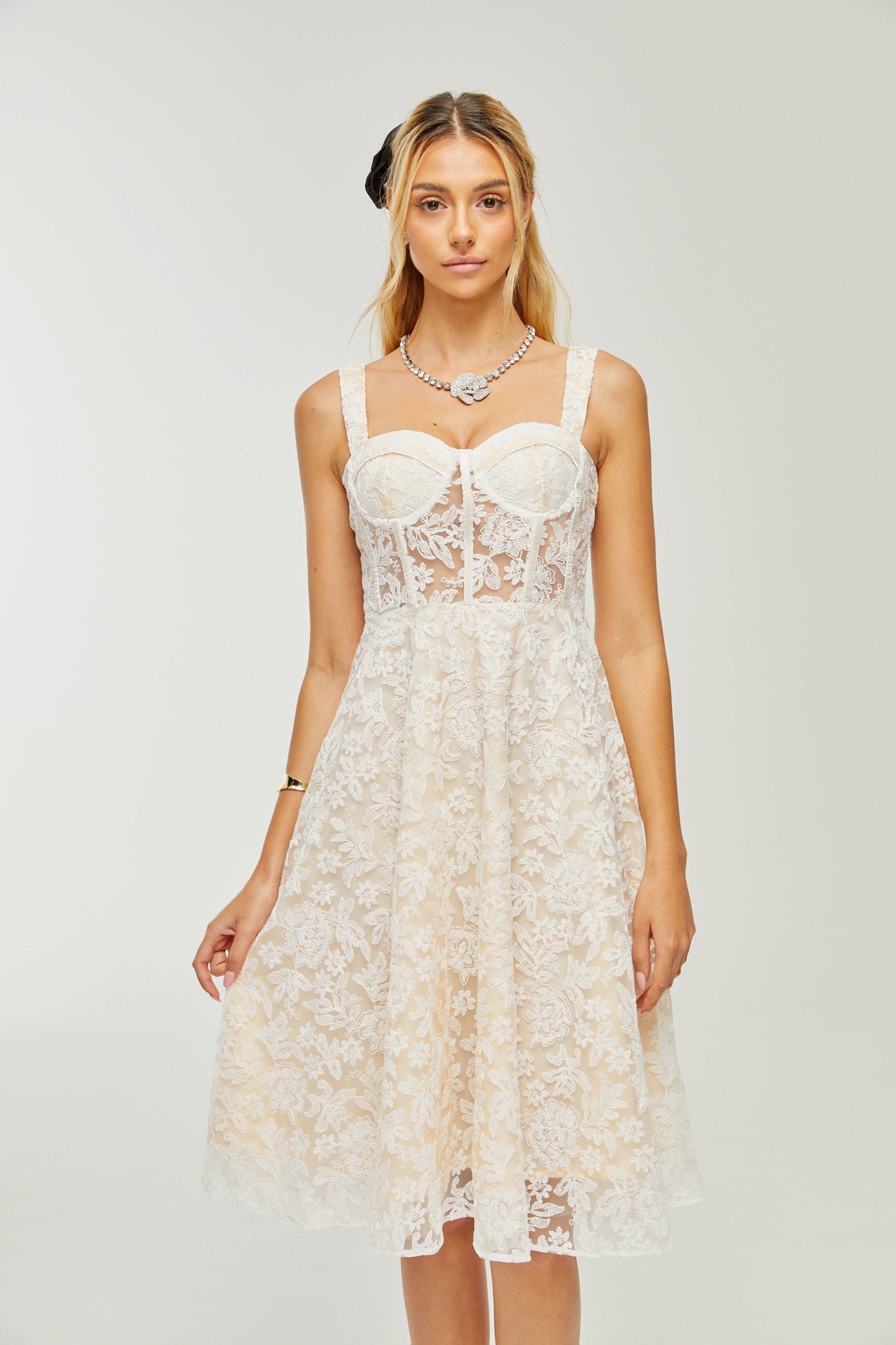 Gaia korse midi elbise