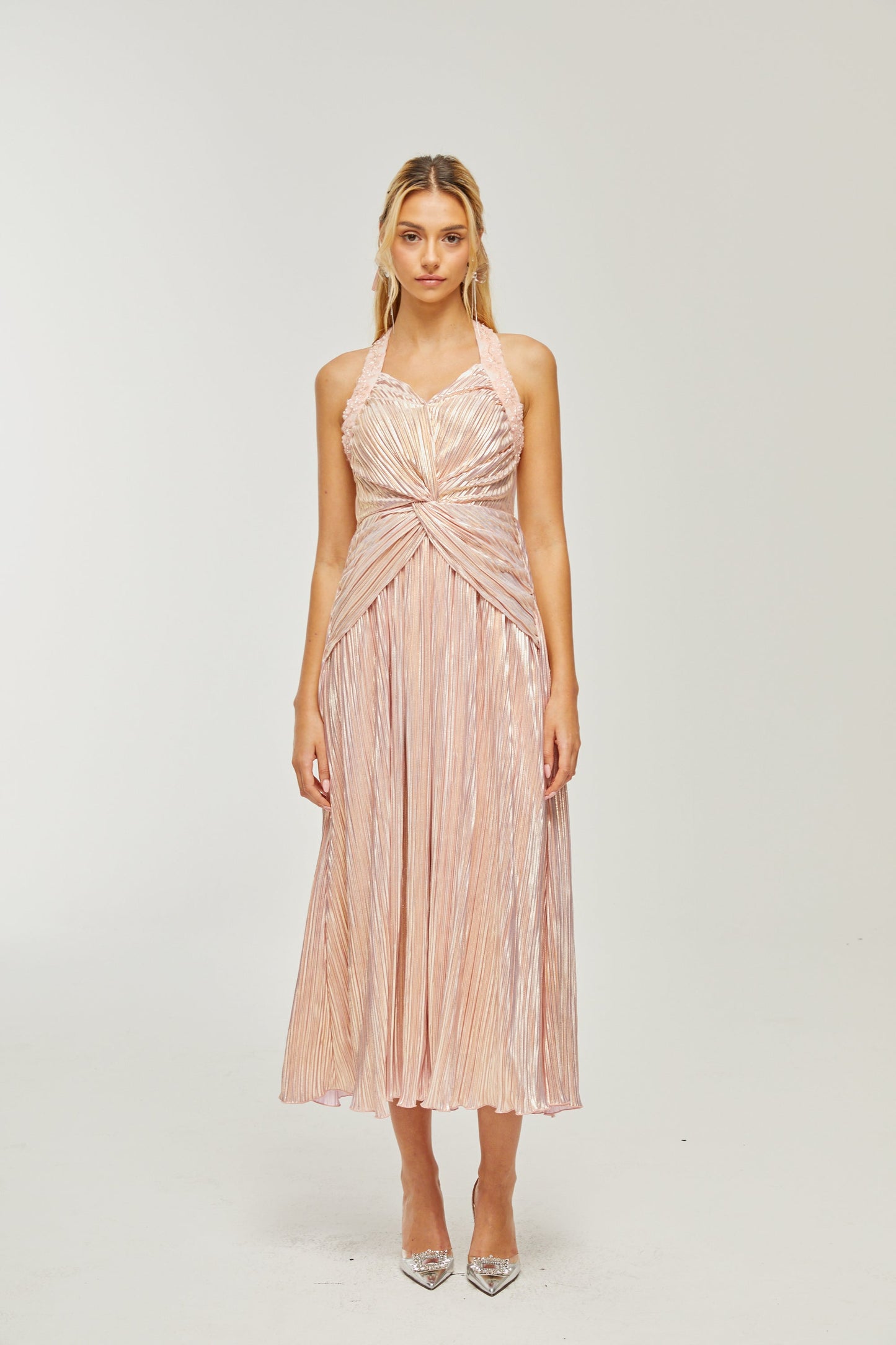 Fabienne kristal midi elbise