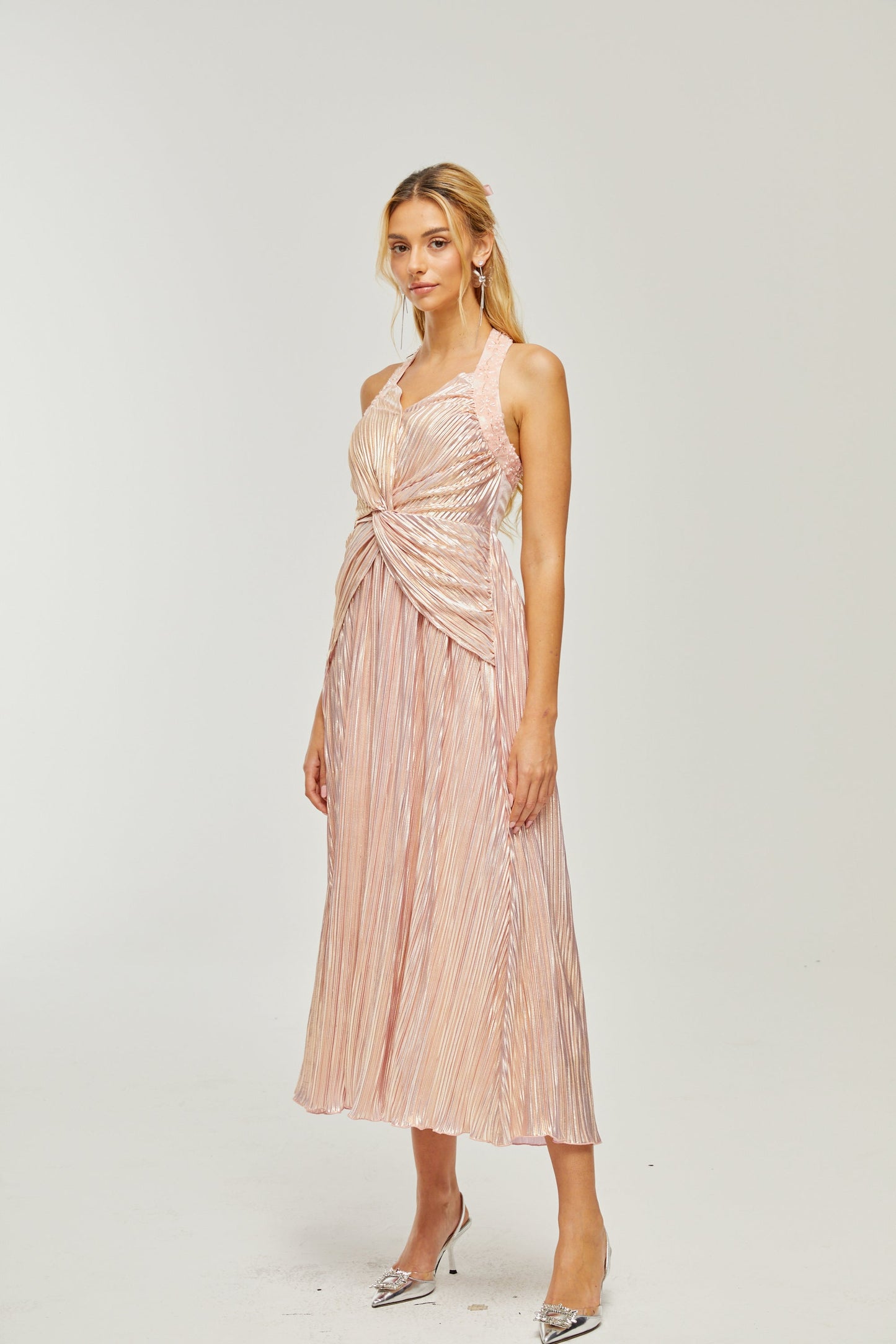 Fabienne kristal midi elbise