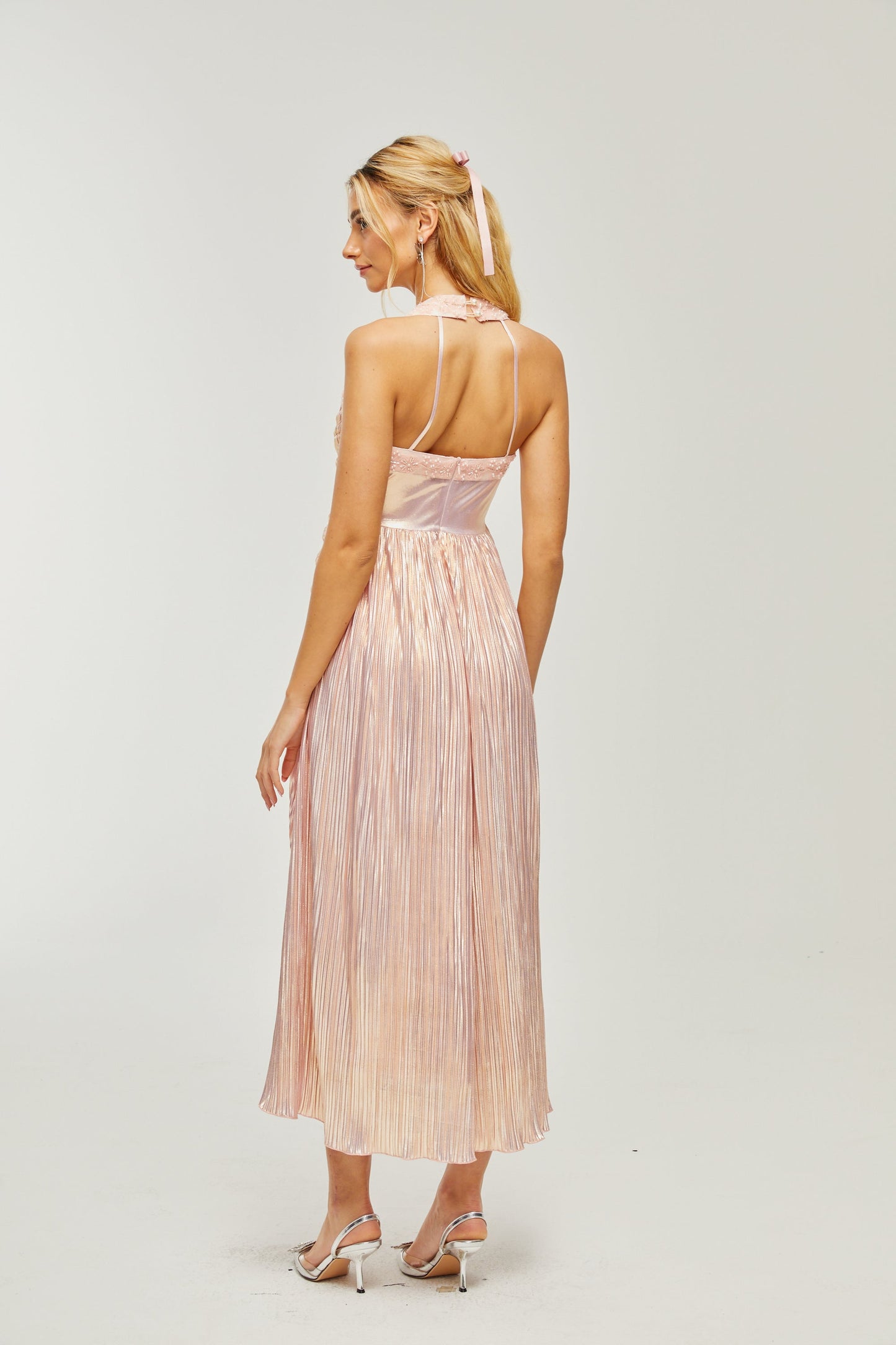 Fabienne kristal midi elbise