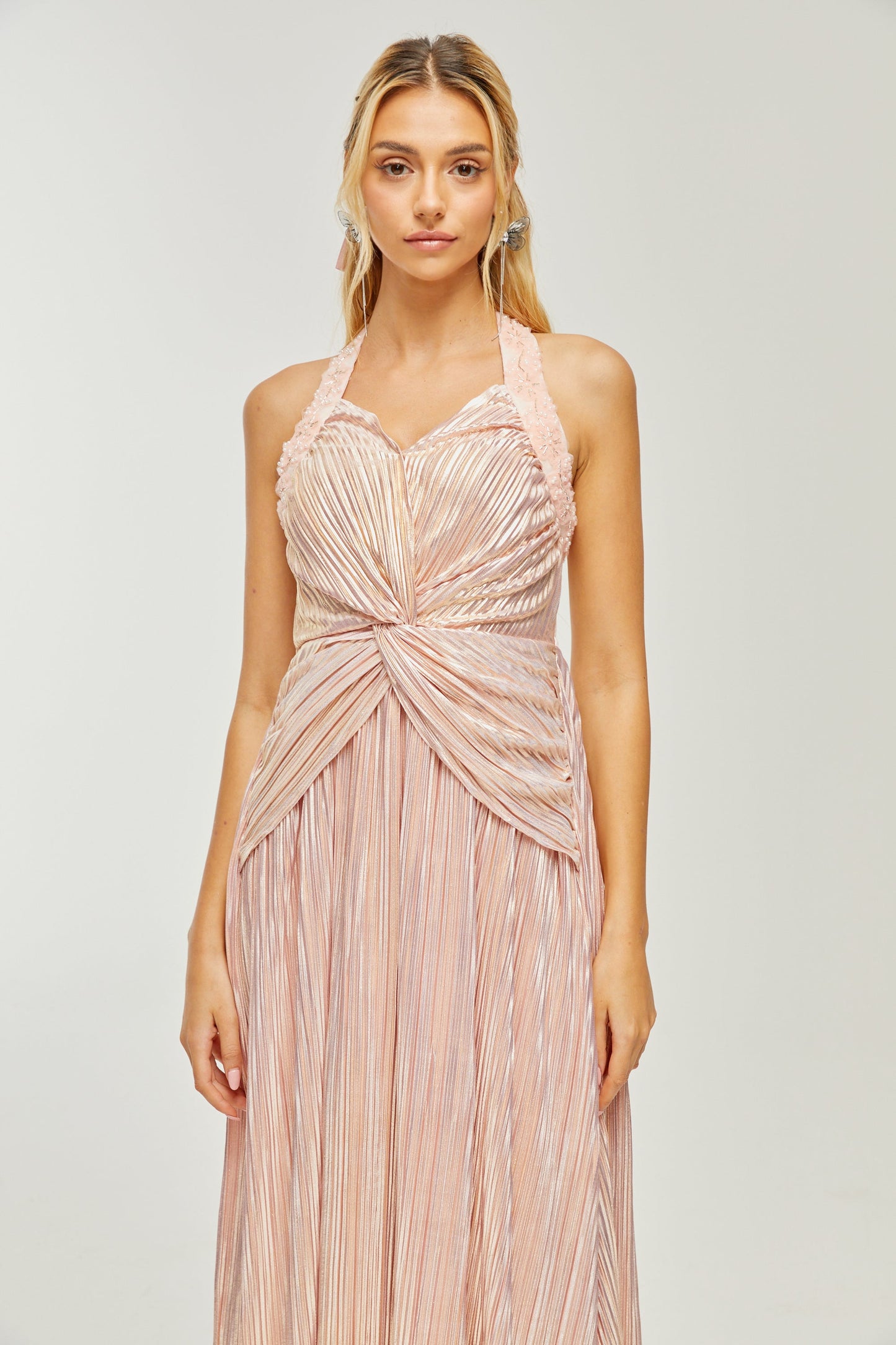 Fabienne kristal midi elbise