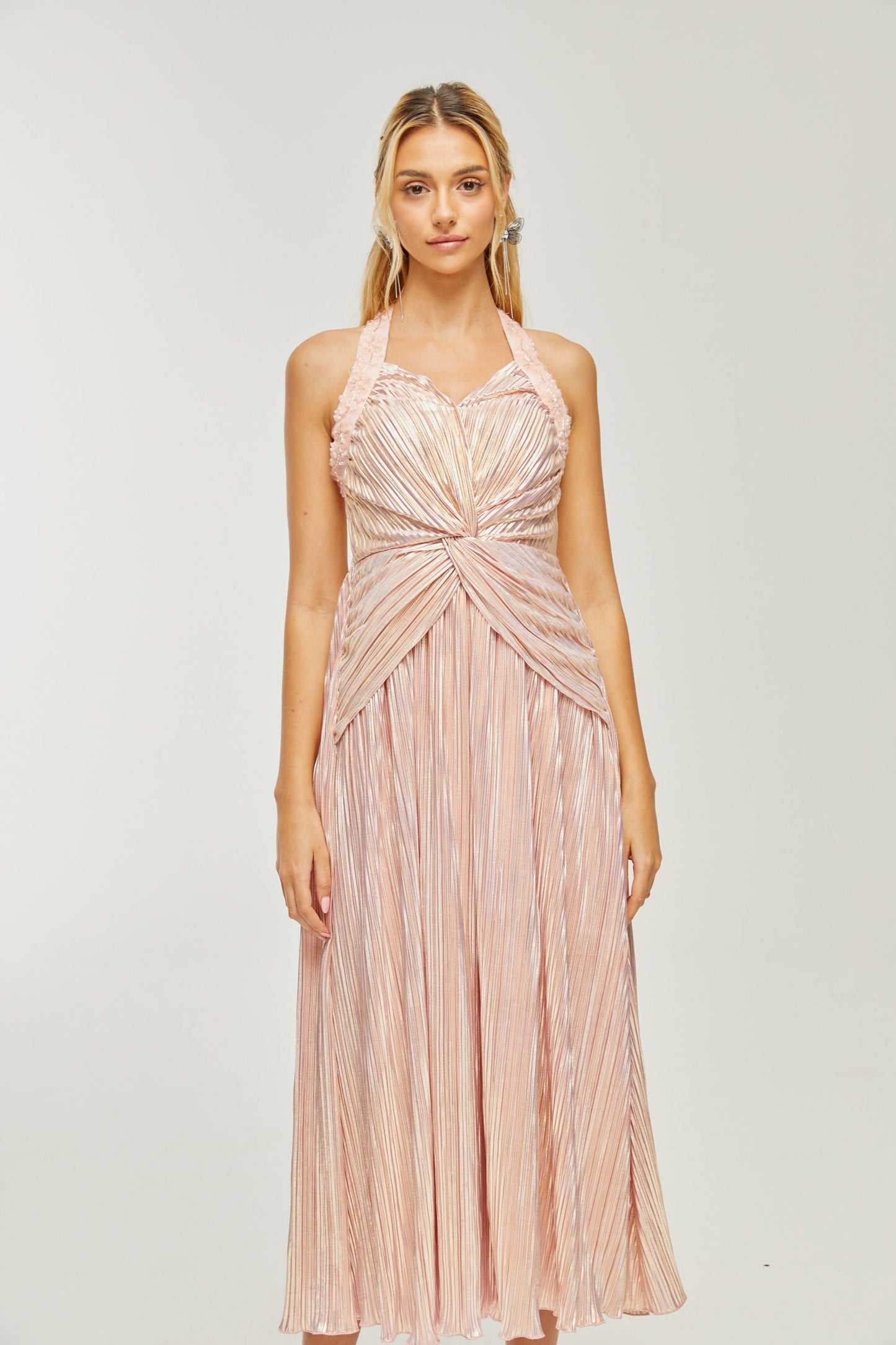 Fabienne kristal midi elbise