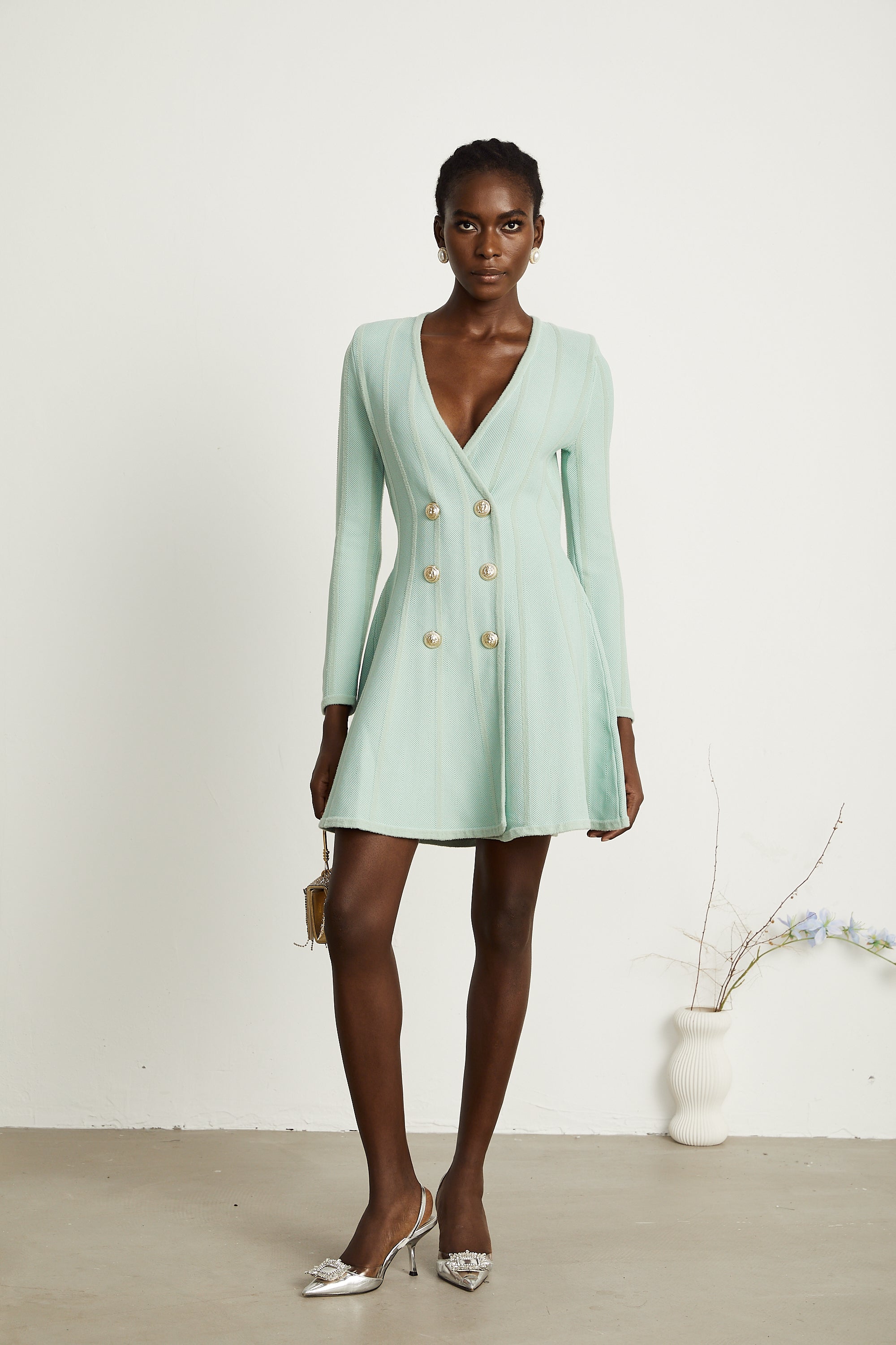 Fitilli Örgülü Kloş Mini Elbise