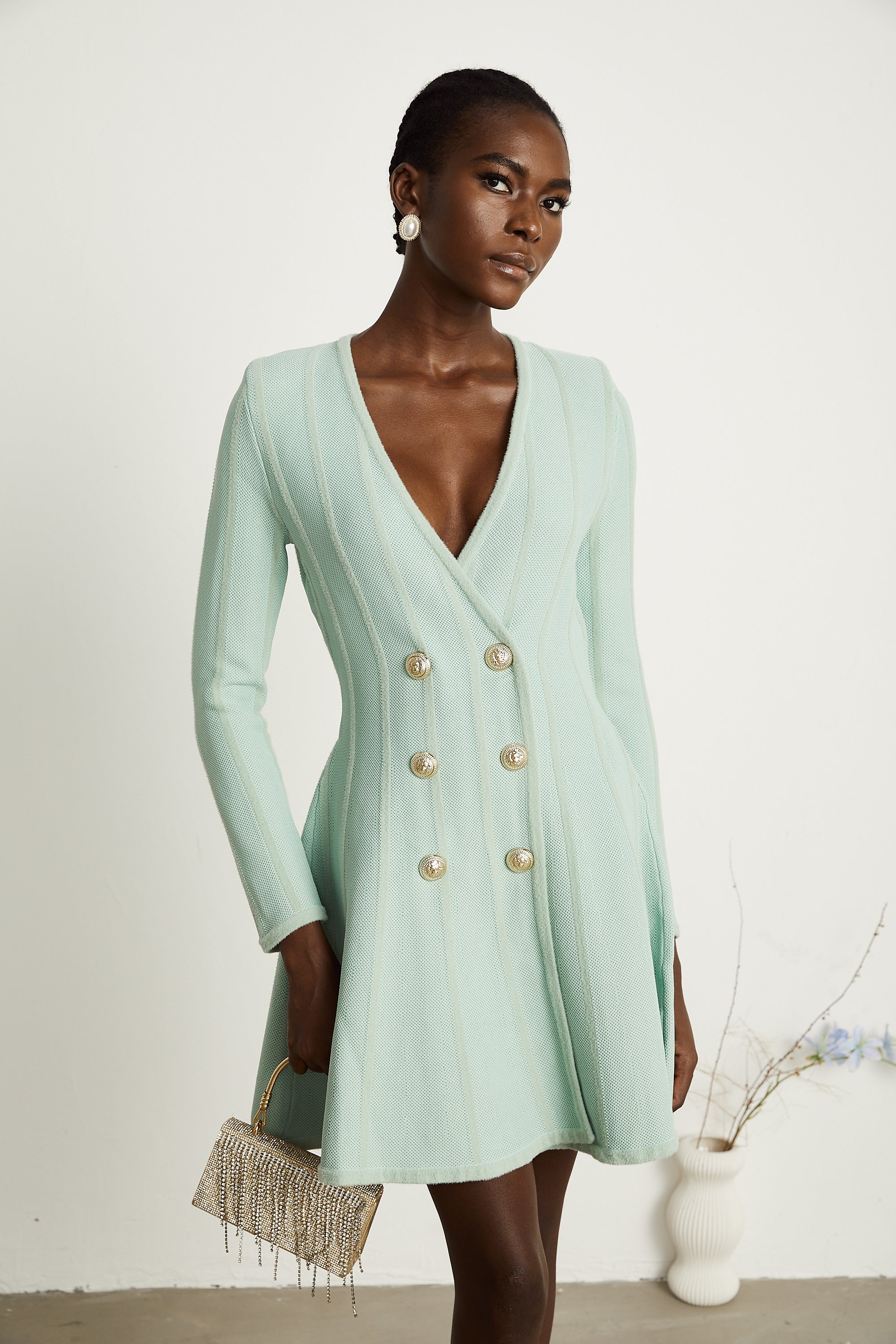 Fitilli Örgülü Kloş Mini Elbise