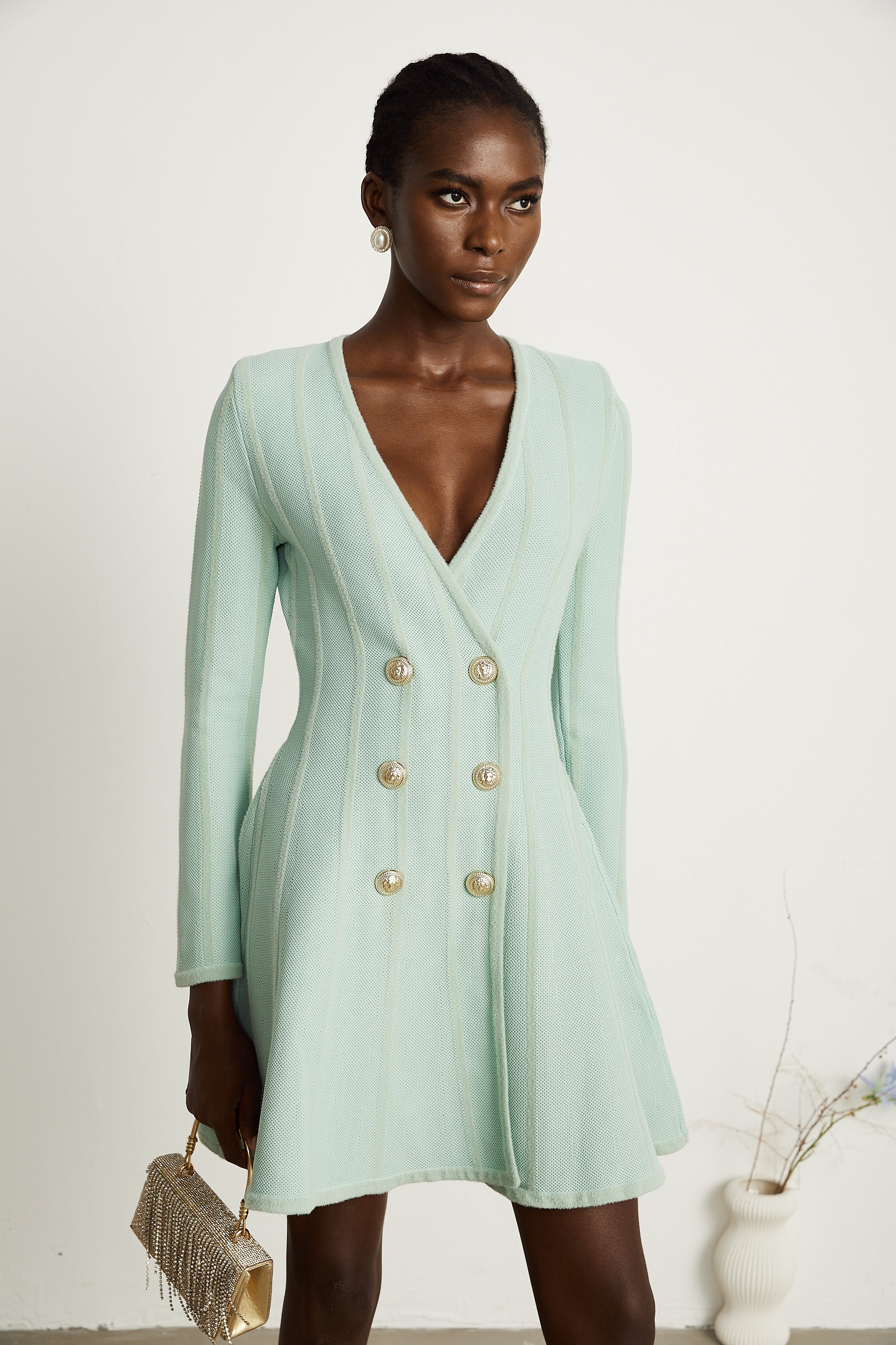 Fitilli Örgülü Kloş Mini Elbise