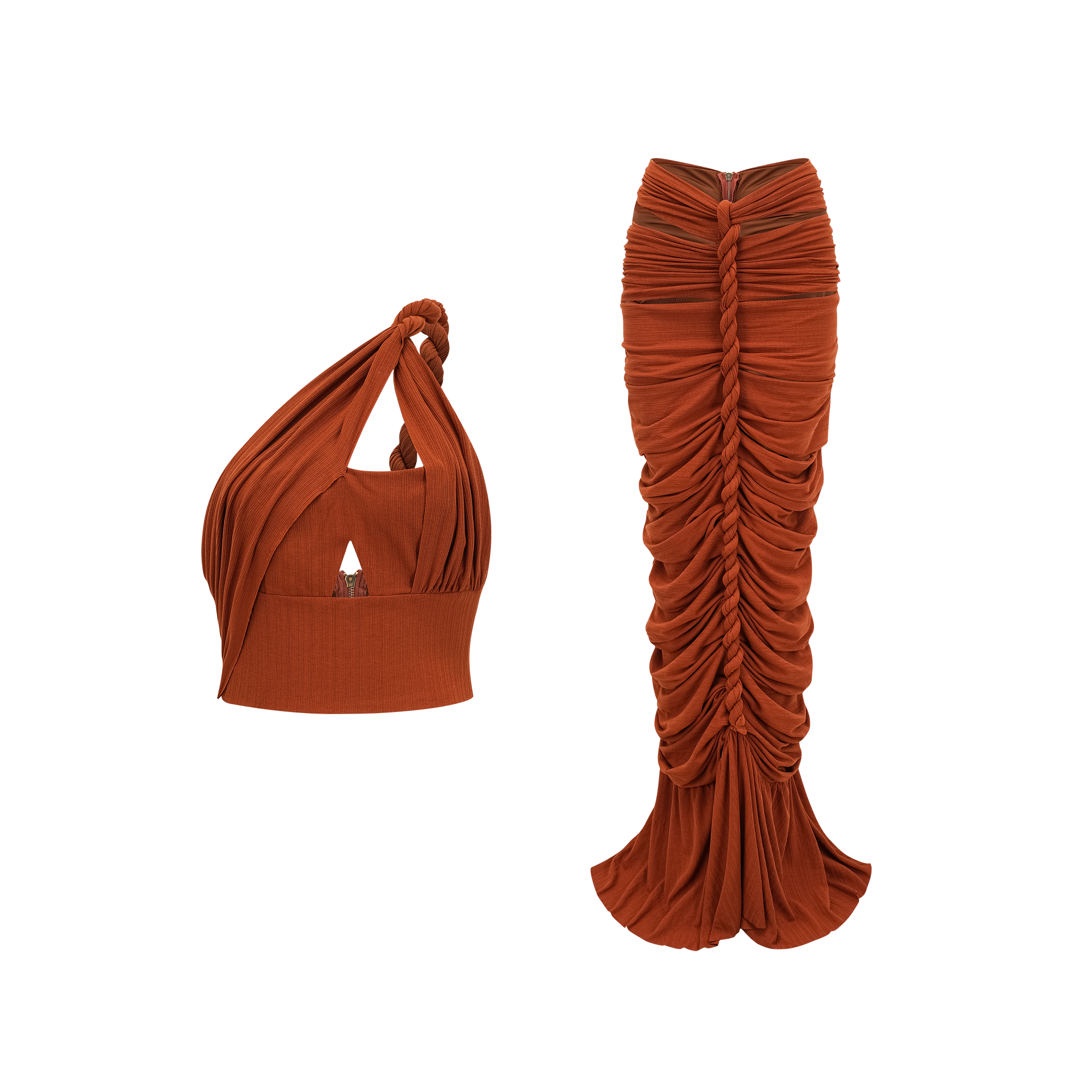 Célestine Burgu Detaylı Kesik Bluz ve Etek Takımı