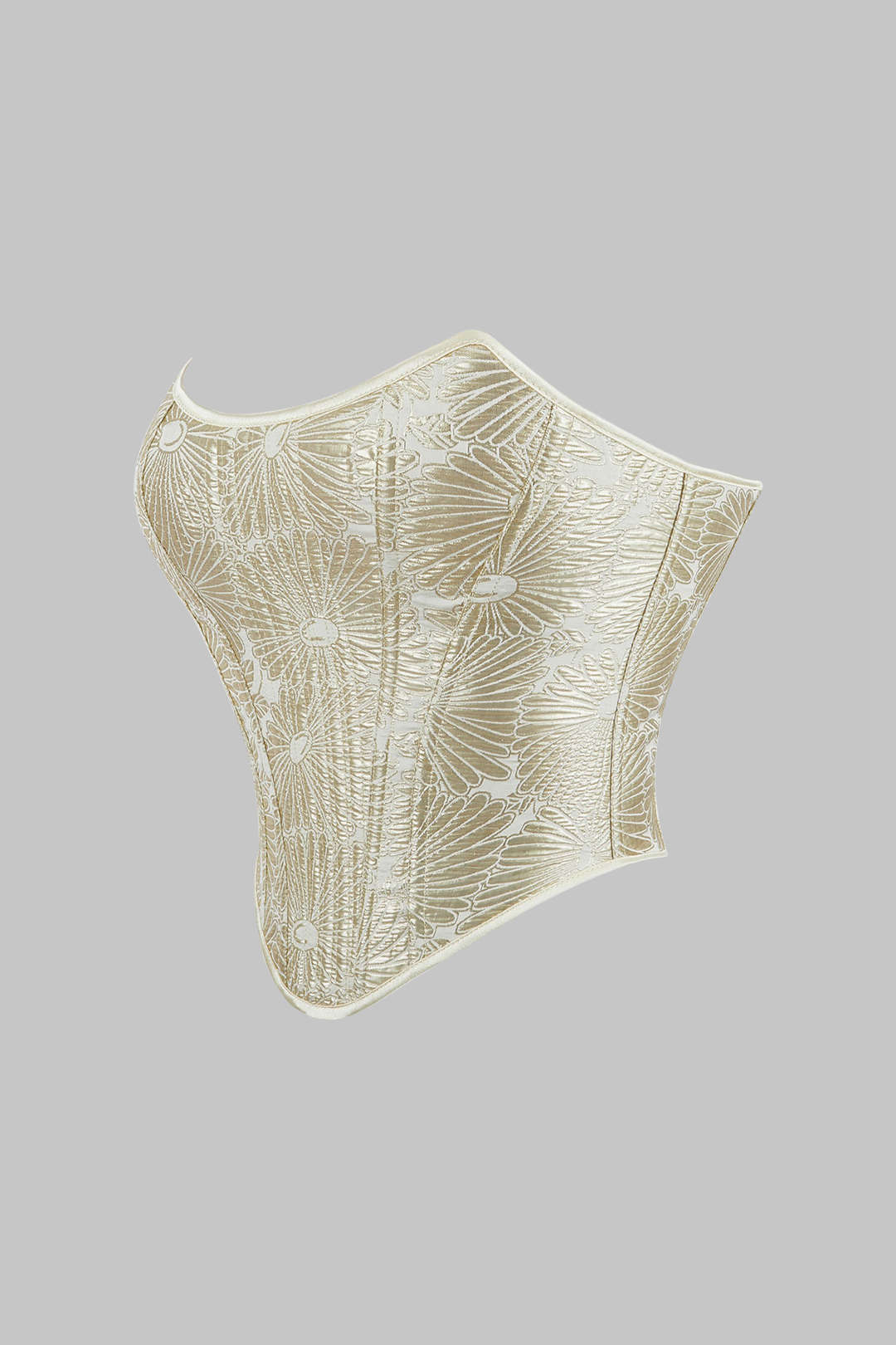 Çiçek Desenli Bağcıklı ve Fermuarlı Korseli Straplez Üst