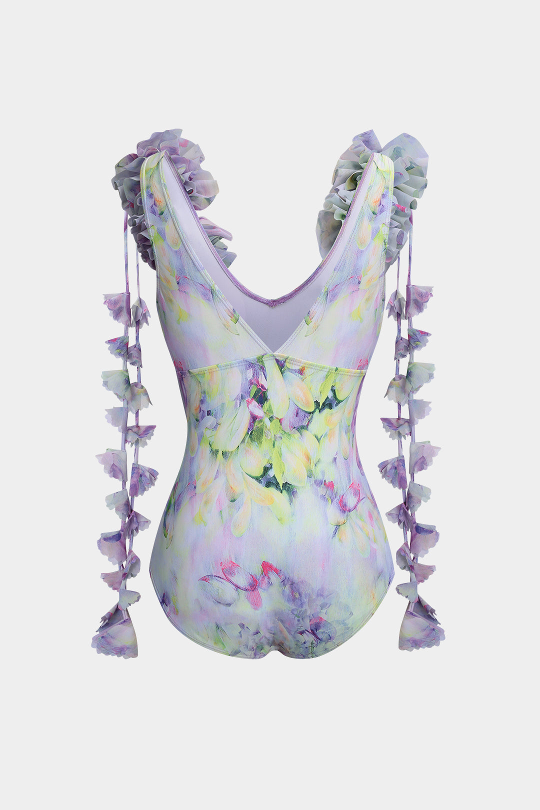 Çiçek Desenli Fırfırlı Karın Toparlayıcı Mayo ve Mayo Eteği Pareo Takım