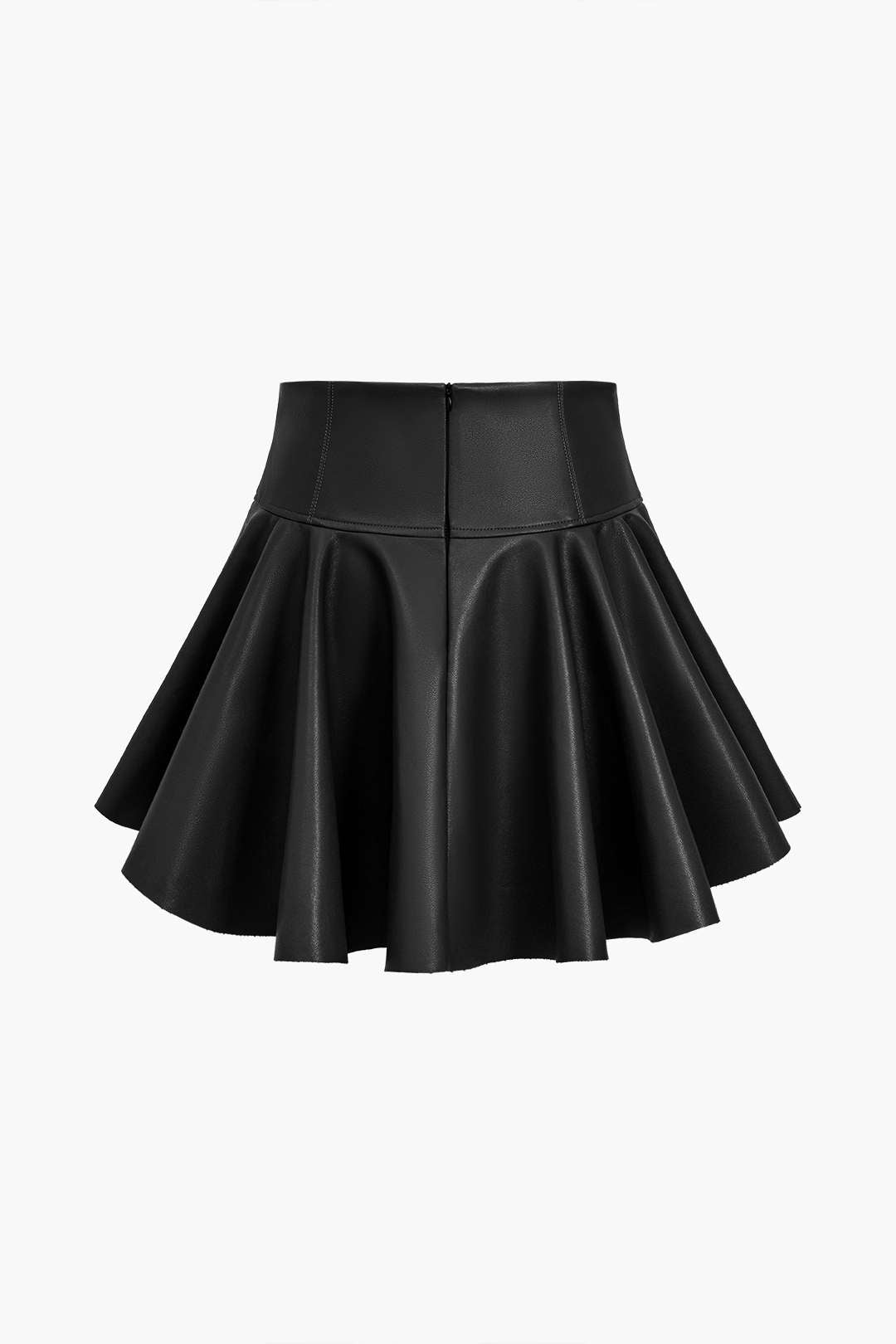 Basic Deri Pileli Mini Etek