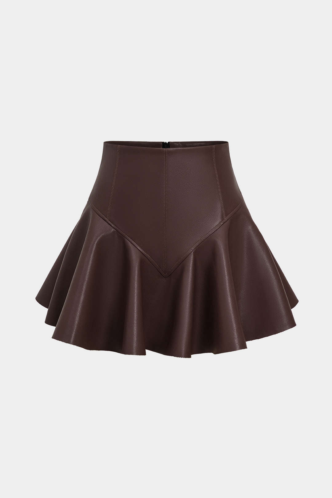 Basic Deri Pileli Mini Etek
