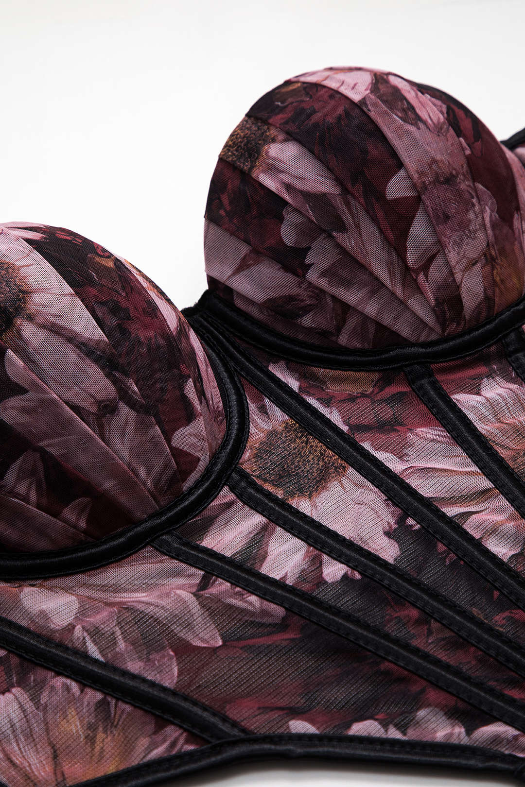 Çiçek Desenli Mesh Korse