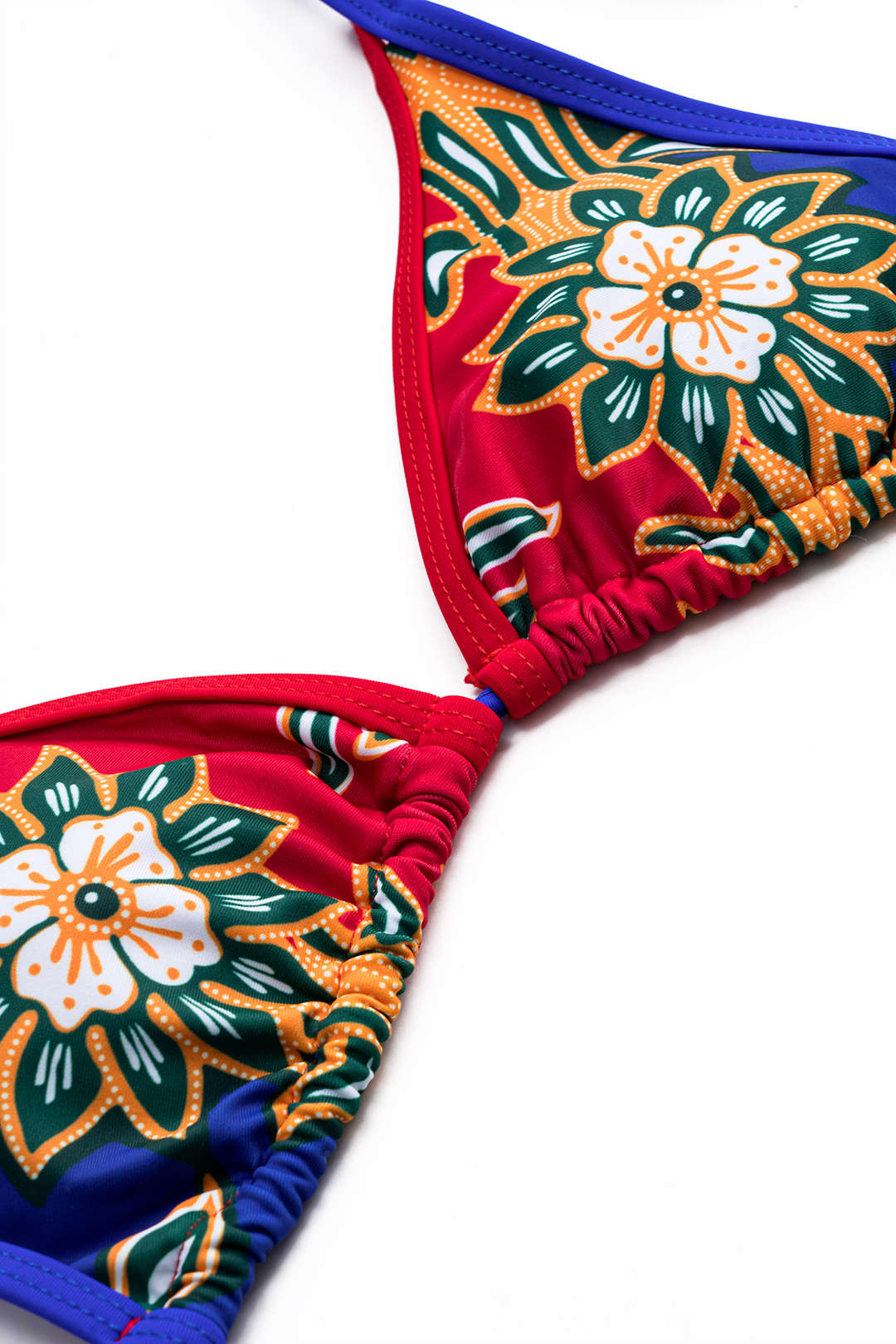 Çiçek Desenli Büzgülü Bağlamalı Bikini ve Mayo Eteği Pareo Takım