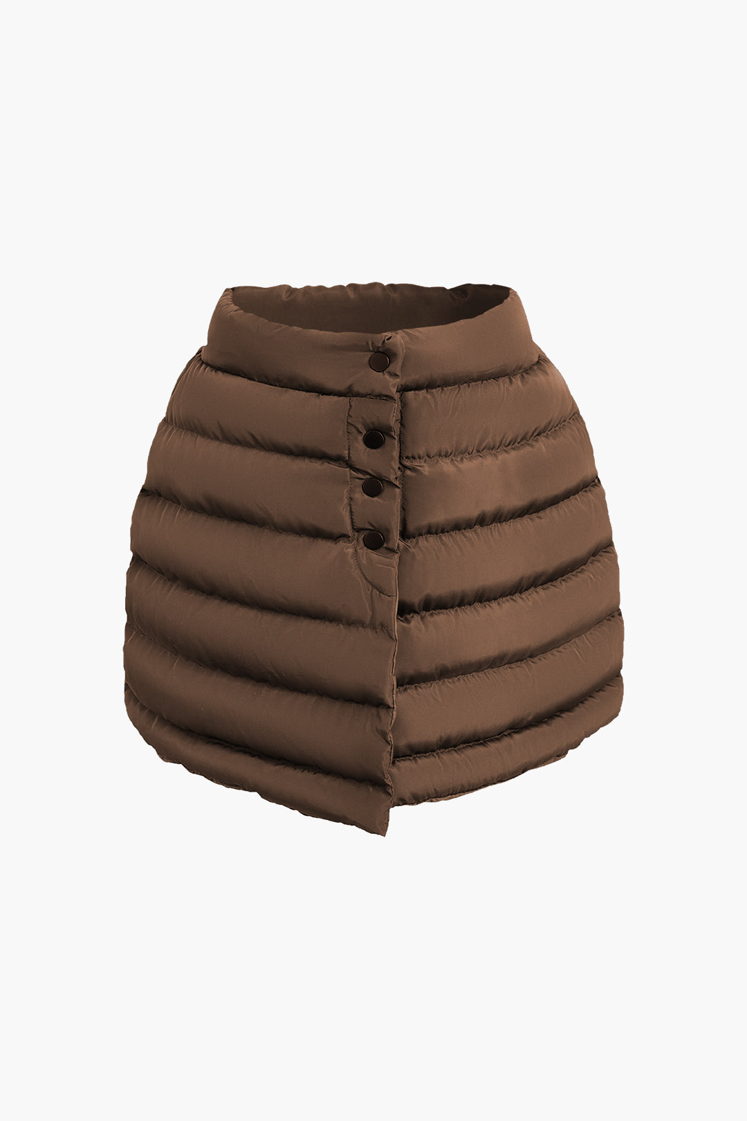Düz Düğmeli Şişme Mini Etek