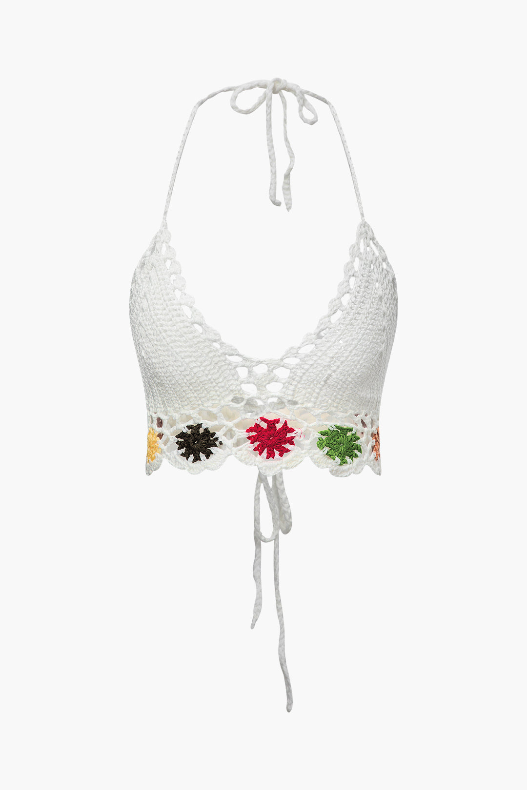 Çiçekli Tığ Askılı Üst ve Mayo Eteği Pareo Takım