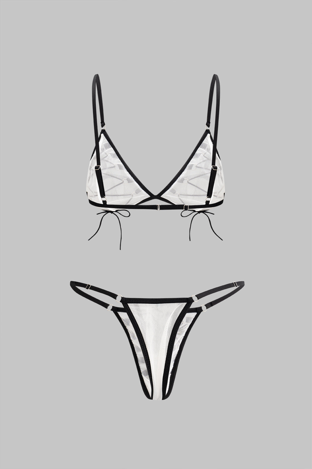 Kontrast Bağlamalı İnce Askılı İkili Bikini Takımı