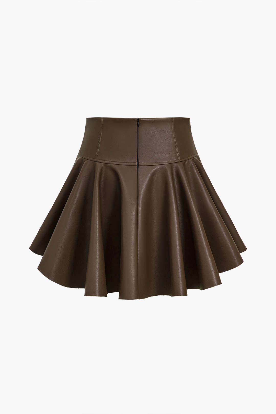 Basic Deri Pileli Mini Etek