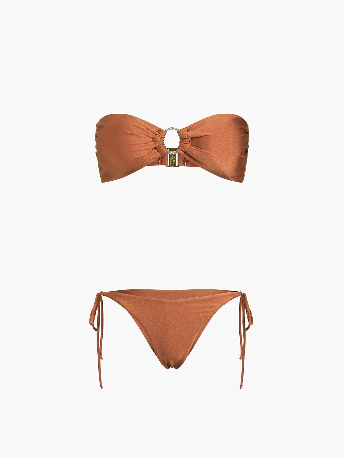 Kakao Çekirdeği Desenli İki Parça Bikini Takımı