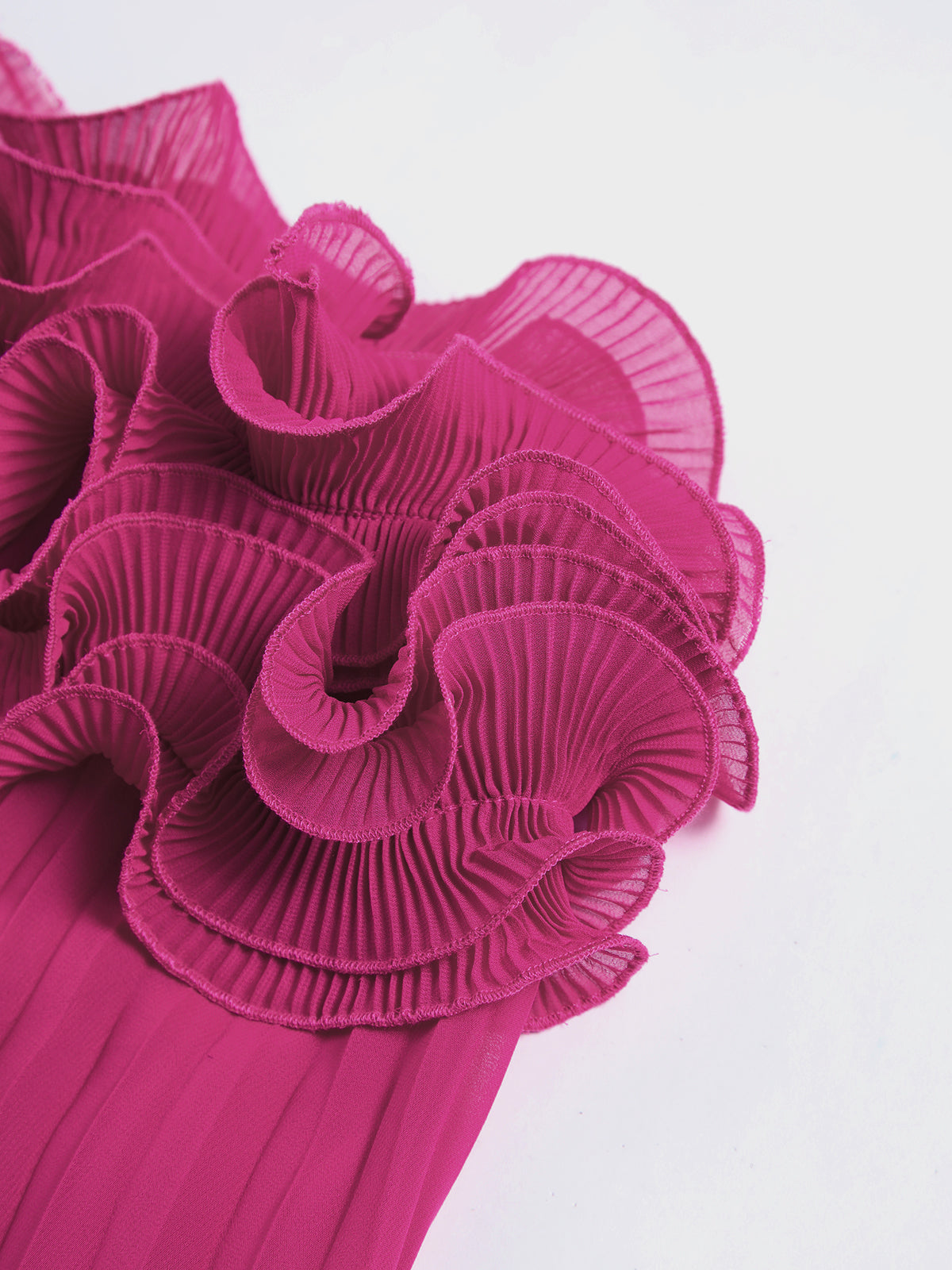 Güllü Şerit Pileli Kısa Elbise