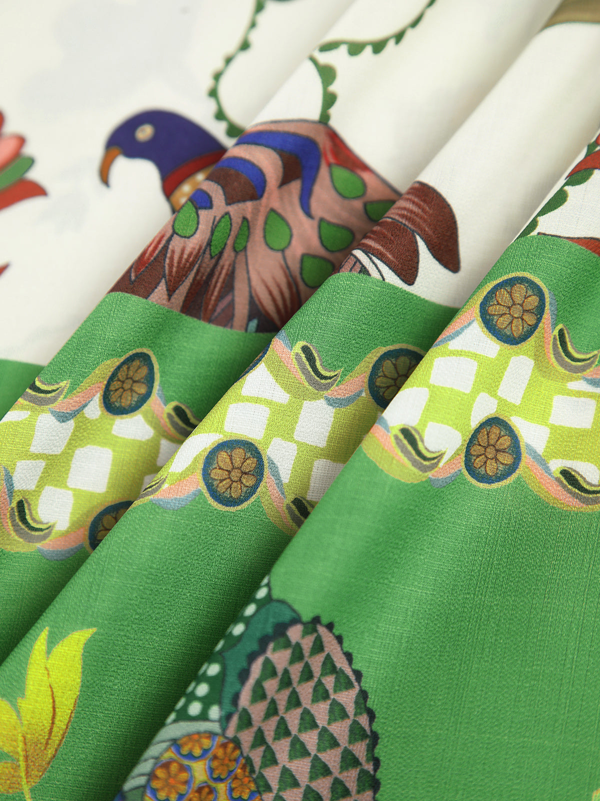 Kuş Desenli Cepli Askılı Uzun Elbise