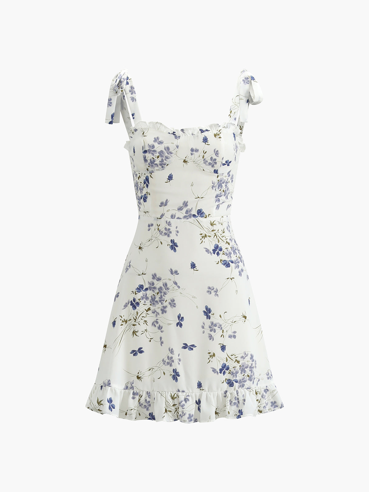 Desenli Fırfırlı Mini Elbise