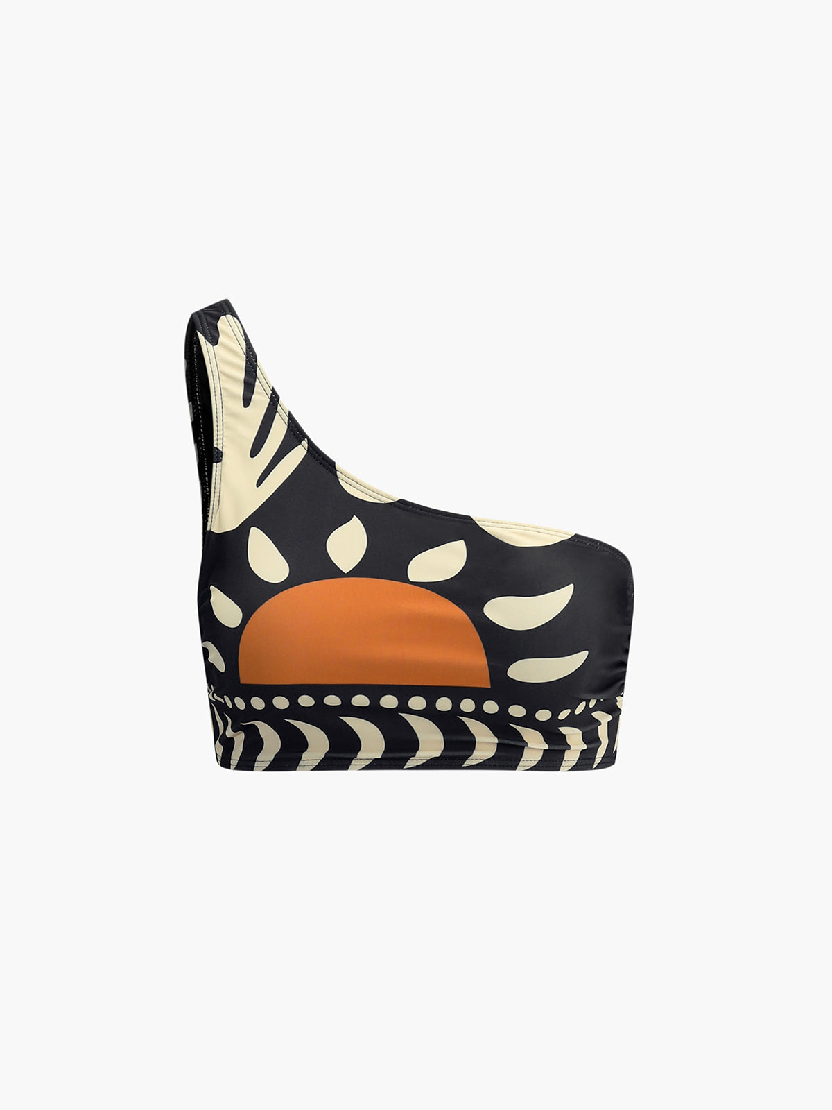 Desenli Asimetrik Yaka Bikini Takımı