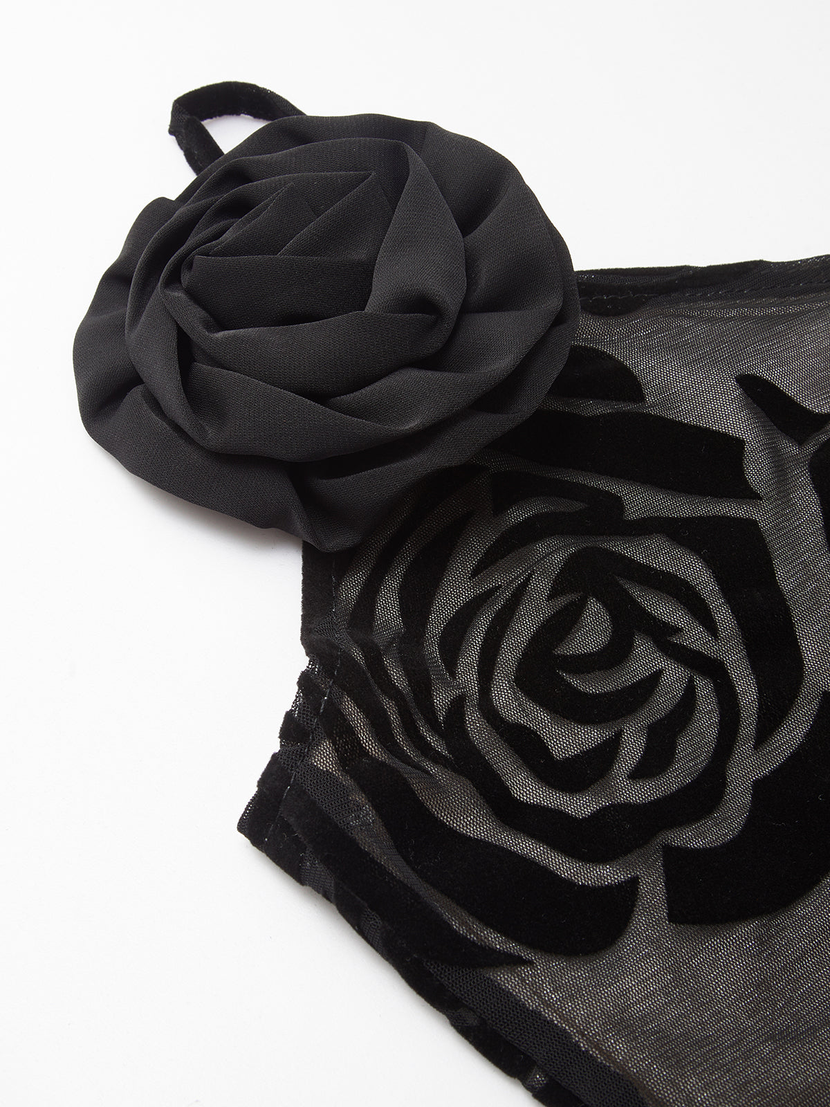 Jakarlı Çiçek Desenli Asimetrik Uzun Elbise