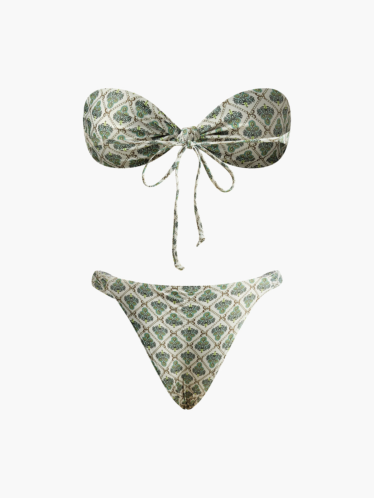 Desenli Straplez Bikini Takımı