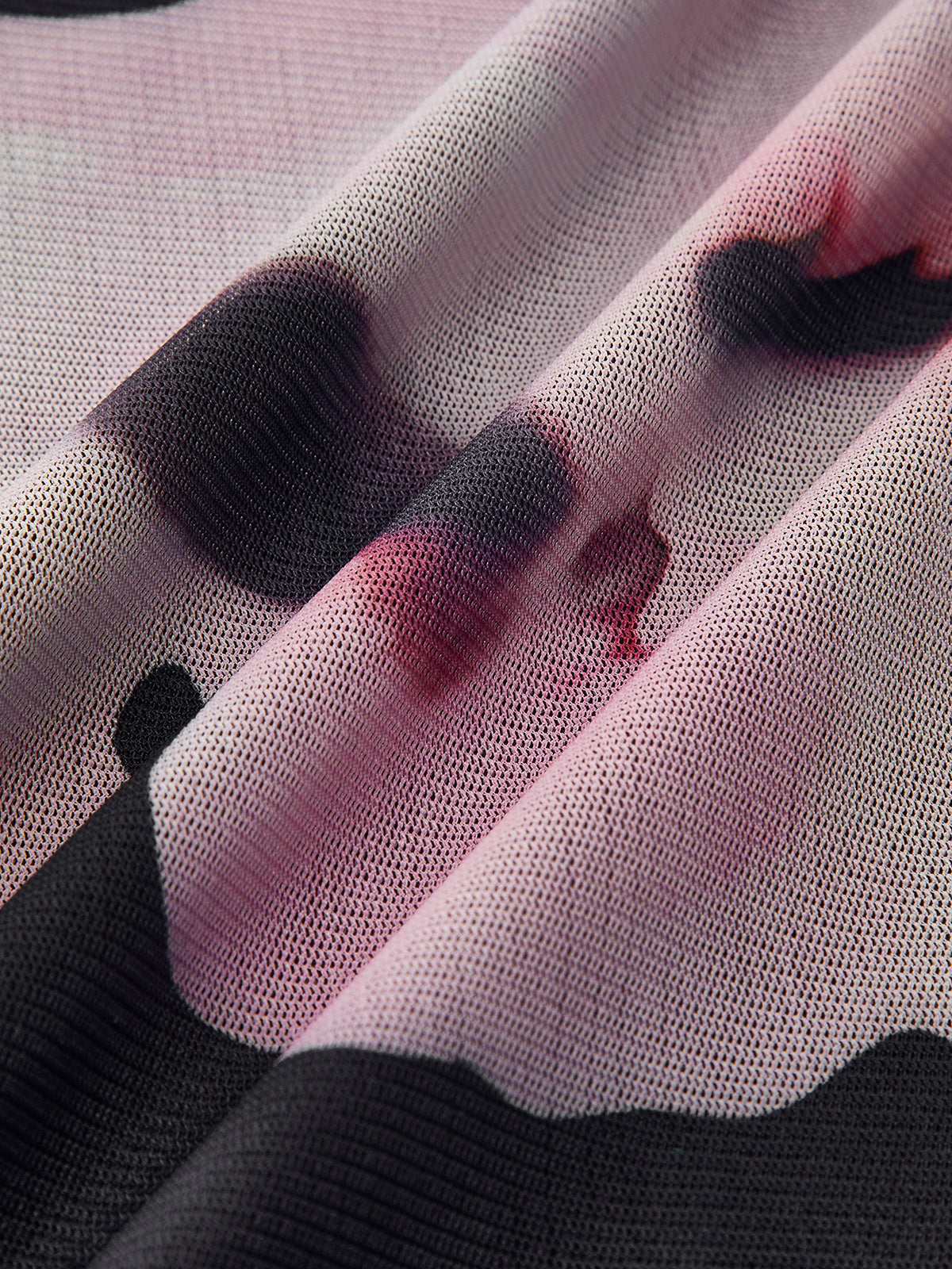 Asimetrik Yaka Çiçek Desenli Tül Elbise