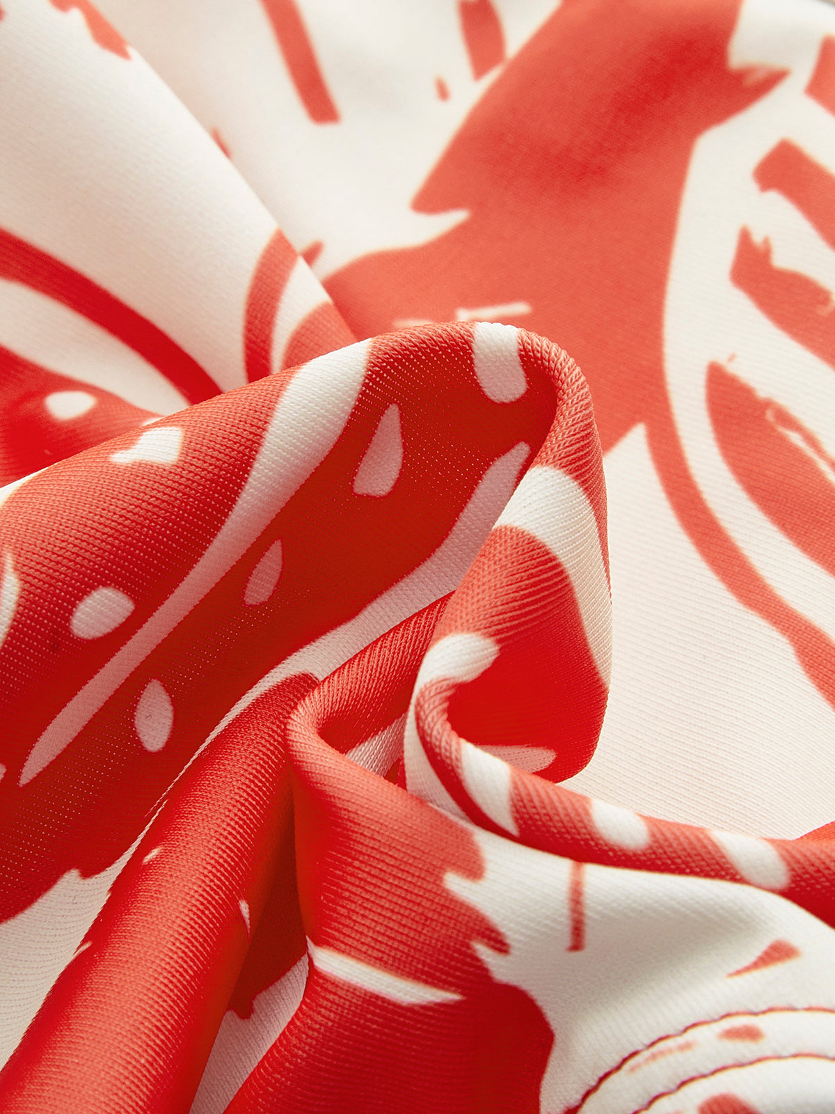 Tropikal Desenli Metal Tokalı Bikini Takımı