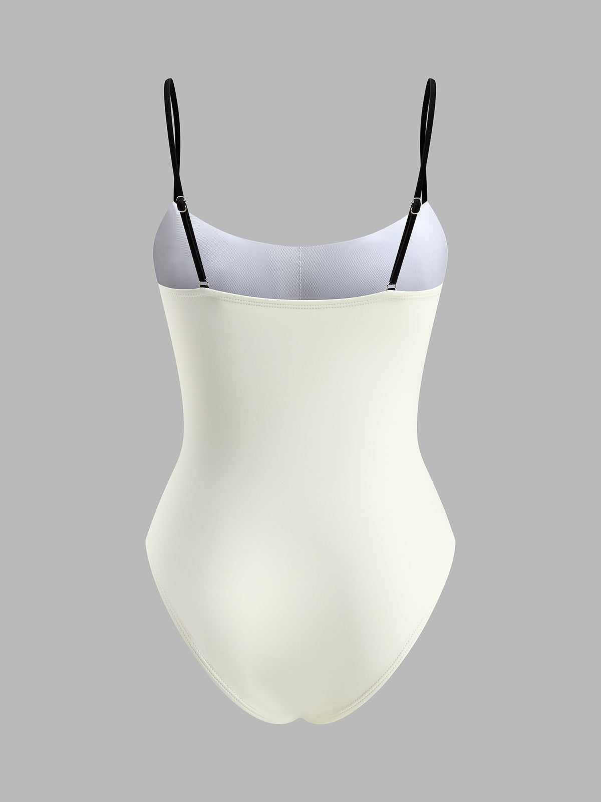 Kontrast Şeritli Spagetti Askılı Tek Parça Mayo