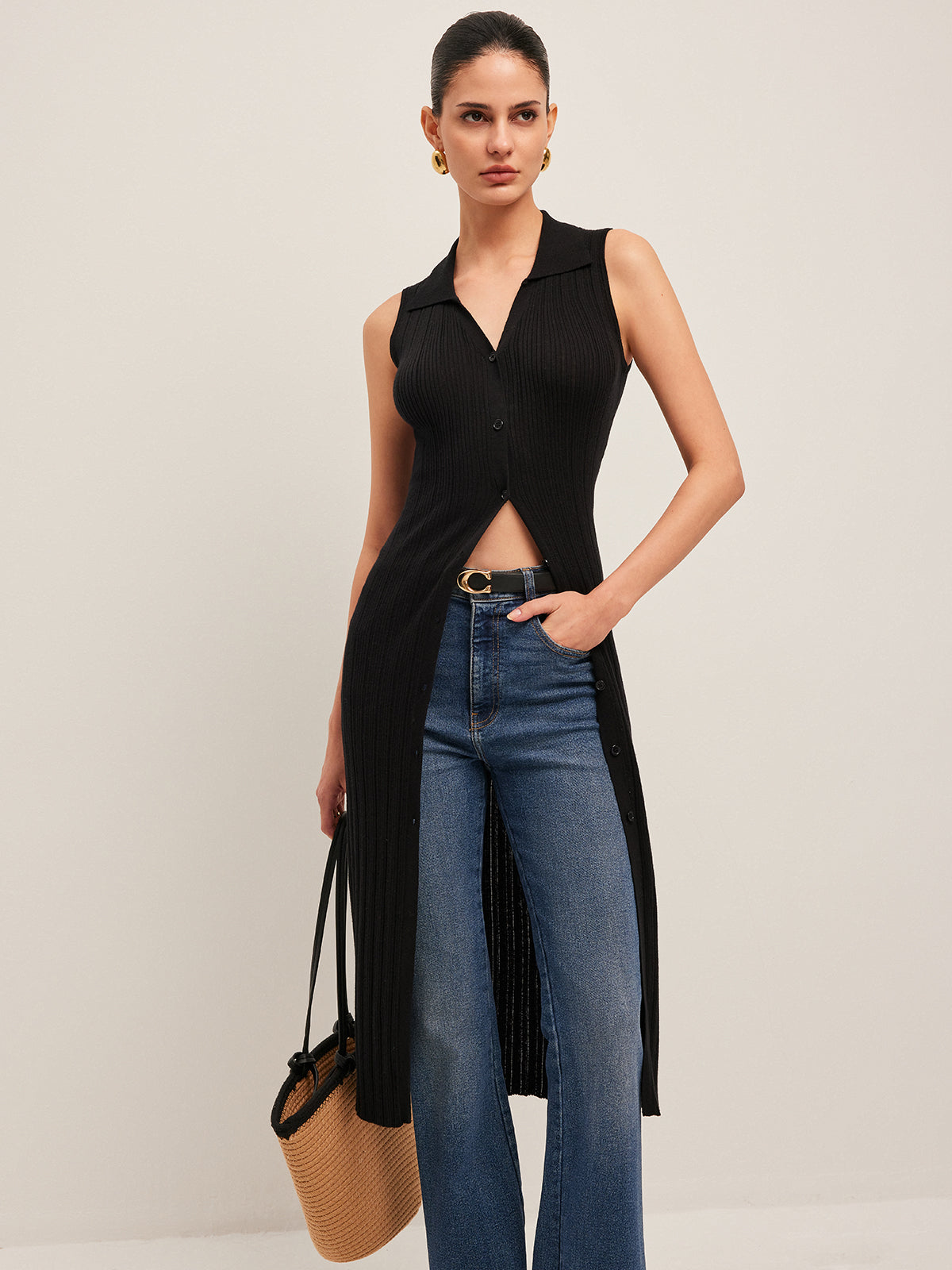 Fitilli Düğmeli Triko Elbise