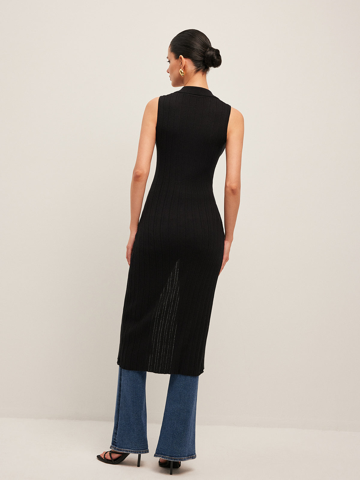 Fitilli Düğmeli Triko Elbise