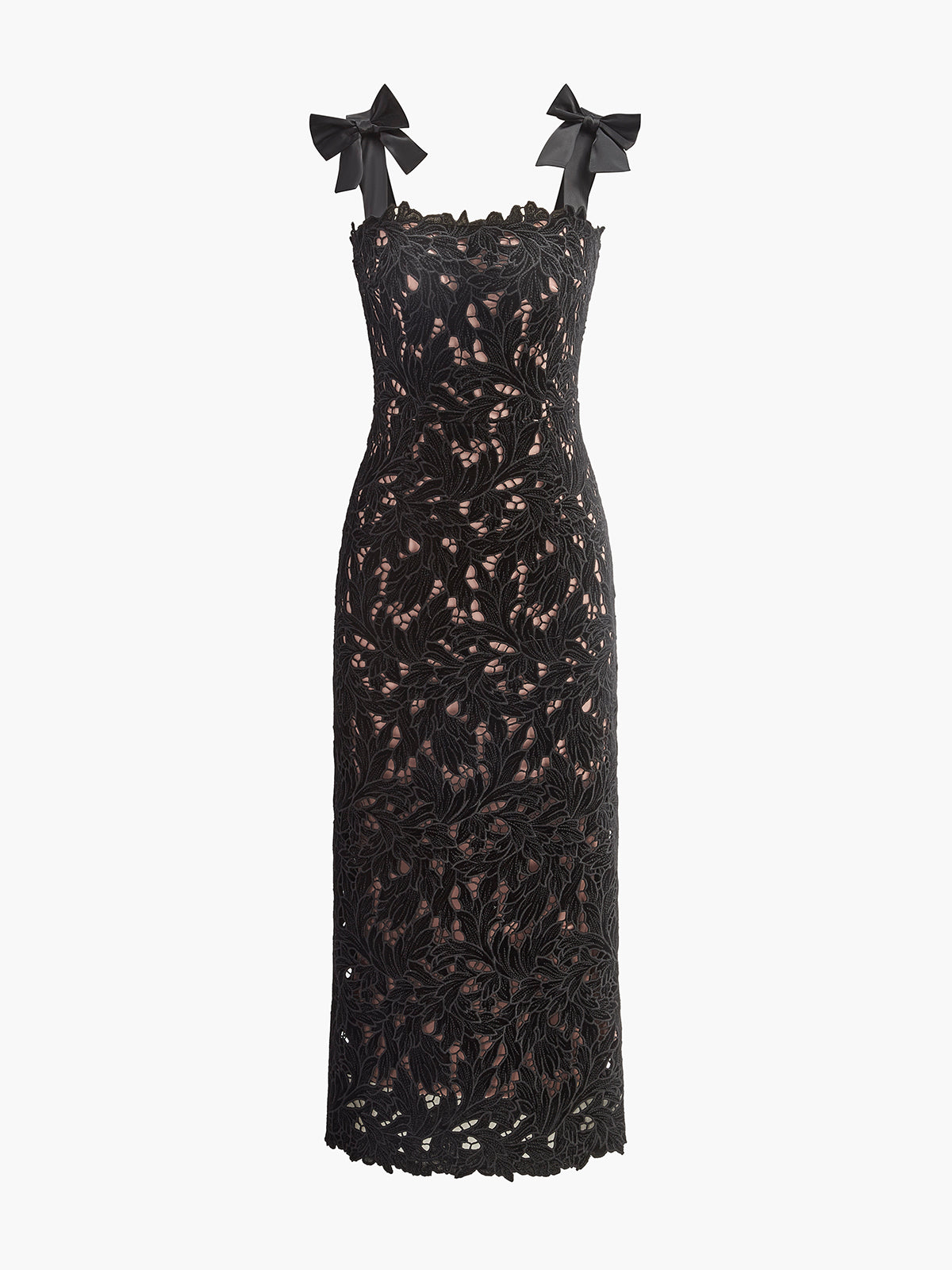 Jakarlı Çiçek Desenli Kurdele Askılı Elbise