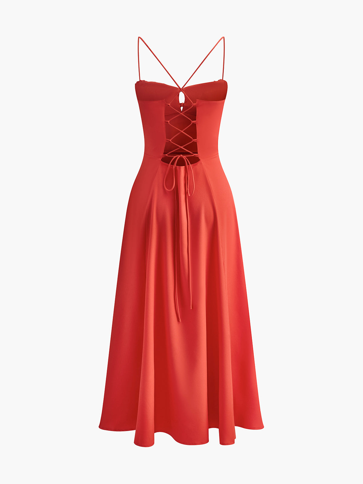 Sırttan Bağlamalı Bağcıklı Elbise