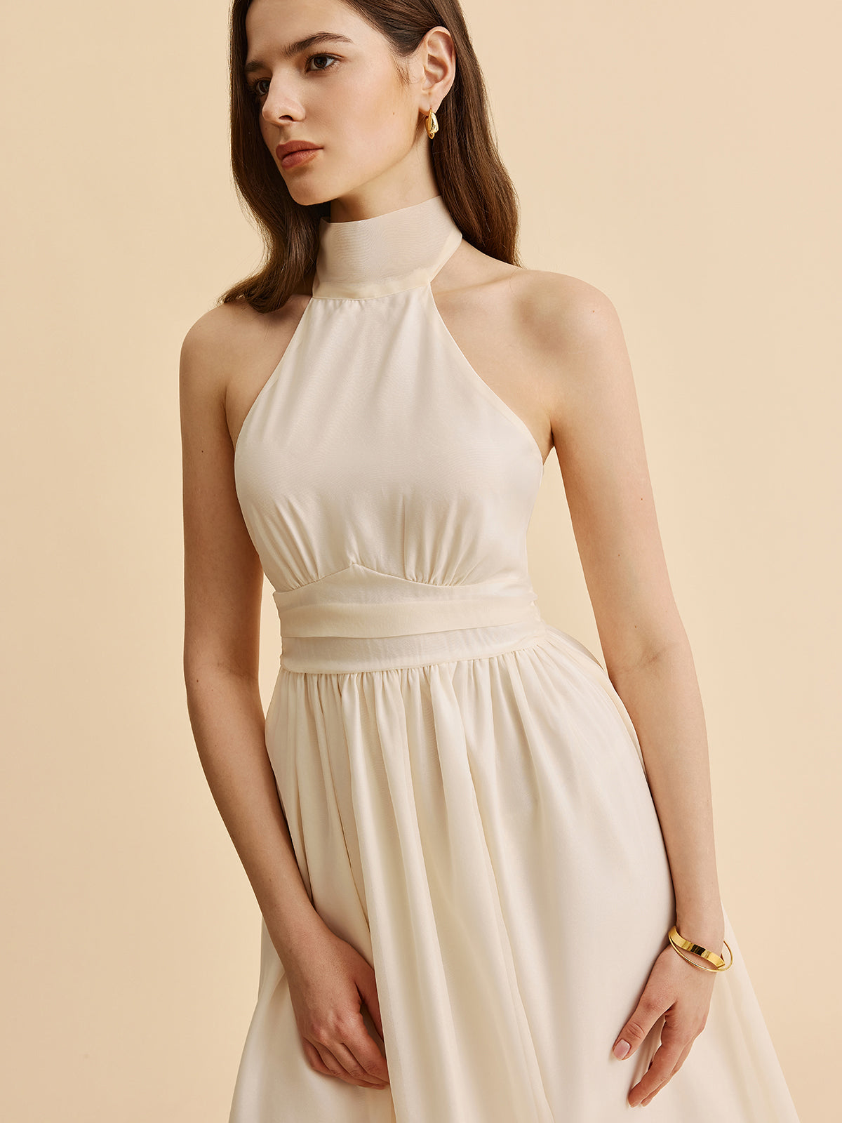 Halter yaka midi elbise